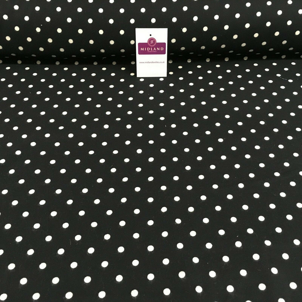 Black Cream Spot Cotton Wynciette Soft Brushed Flannel Fabric 144 cm MK988-25