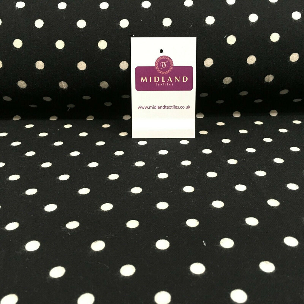 Black Cream Spot Cotton Wynciette Soft Brushed Flannel Fabric 144 cm MK988-25