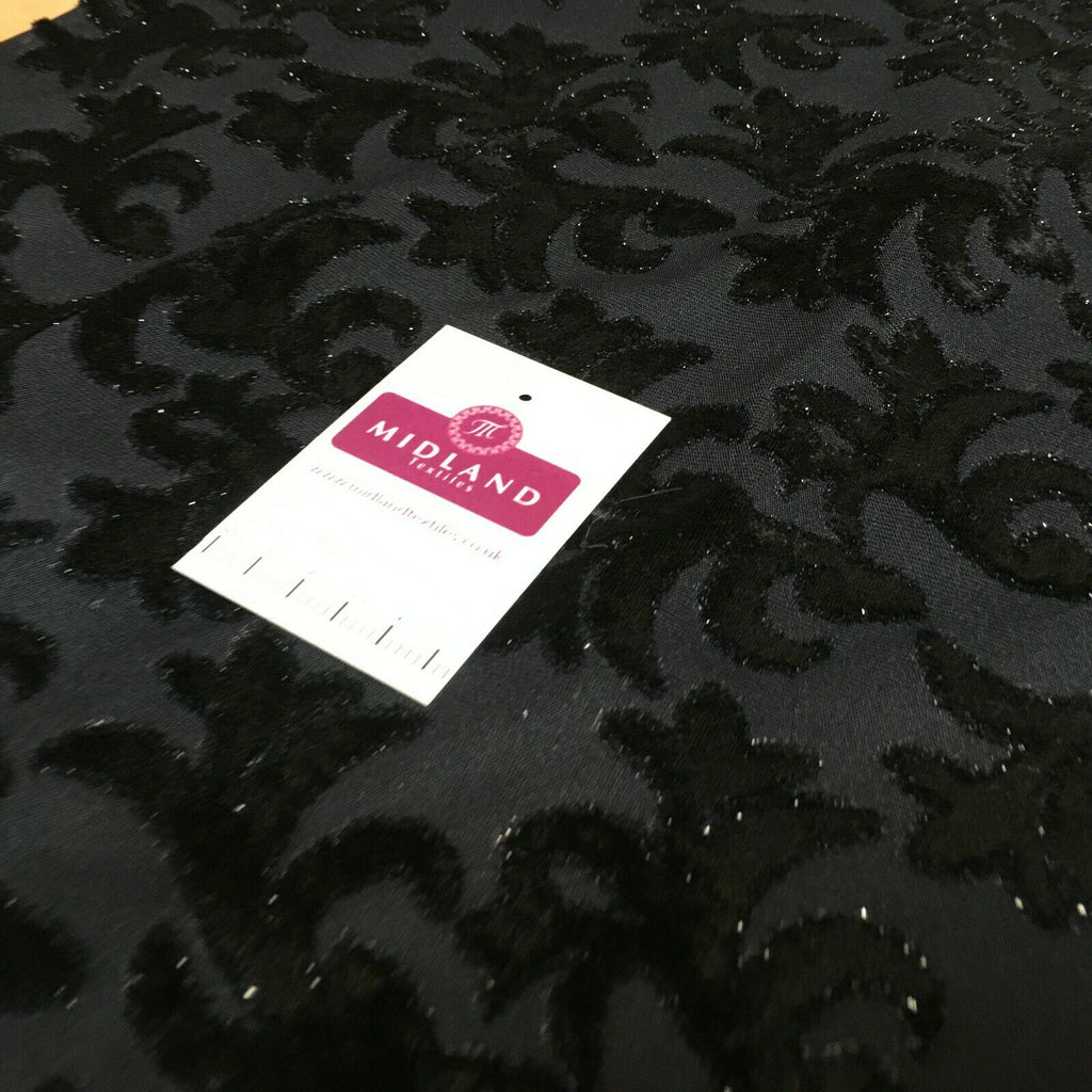 Floral Burnout Shimmer Velvet Embossed Lurex Nylon dress Fabric 140 cm MR1376