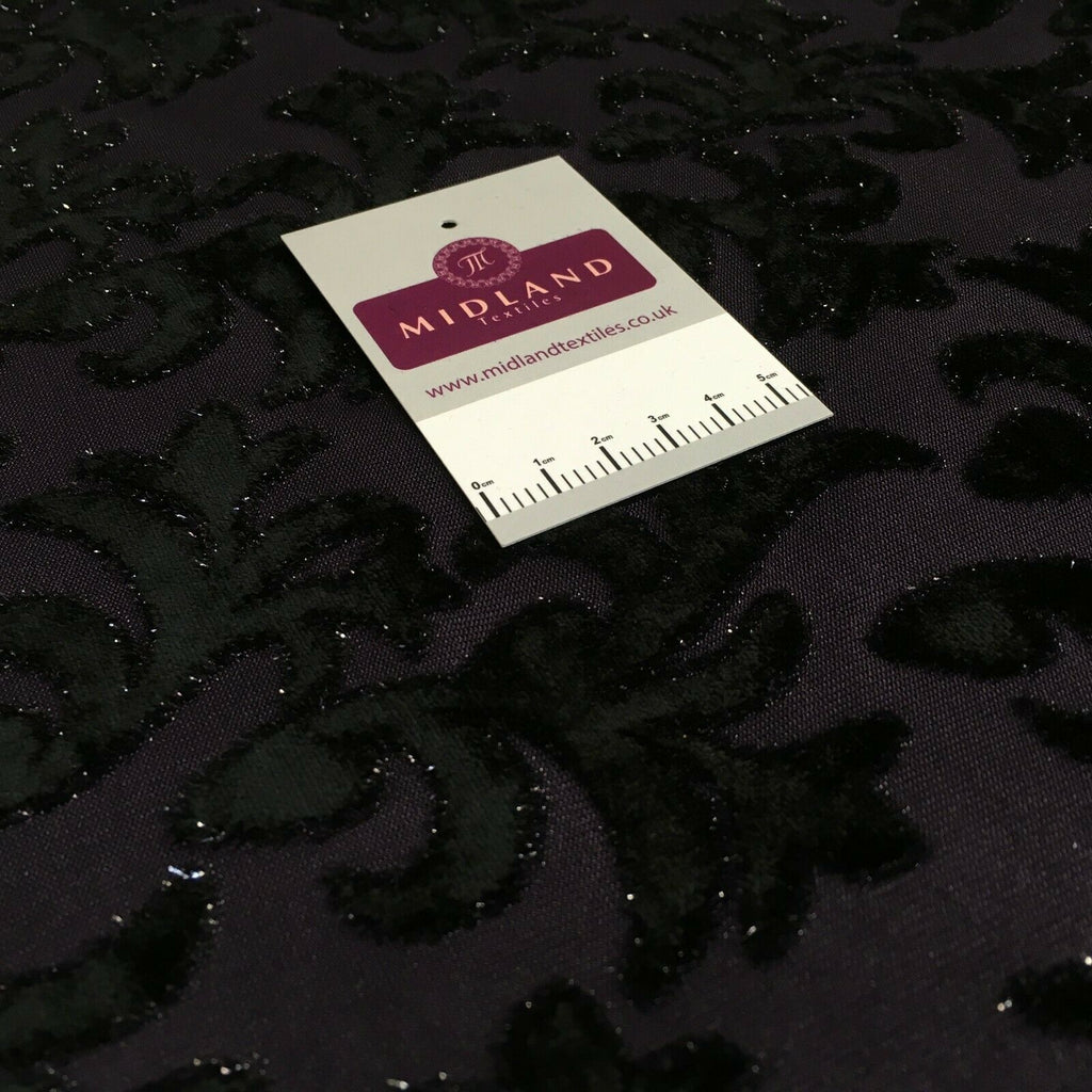 Floral Burnout Shimmer Velvet Embossed Lurex Nylon dress Fabric 140 cm MR1376