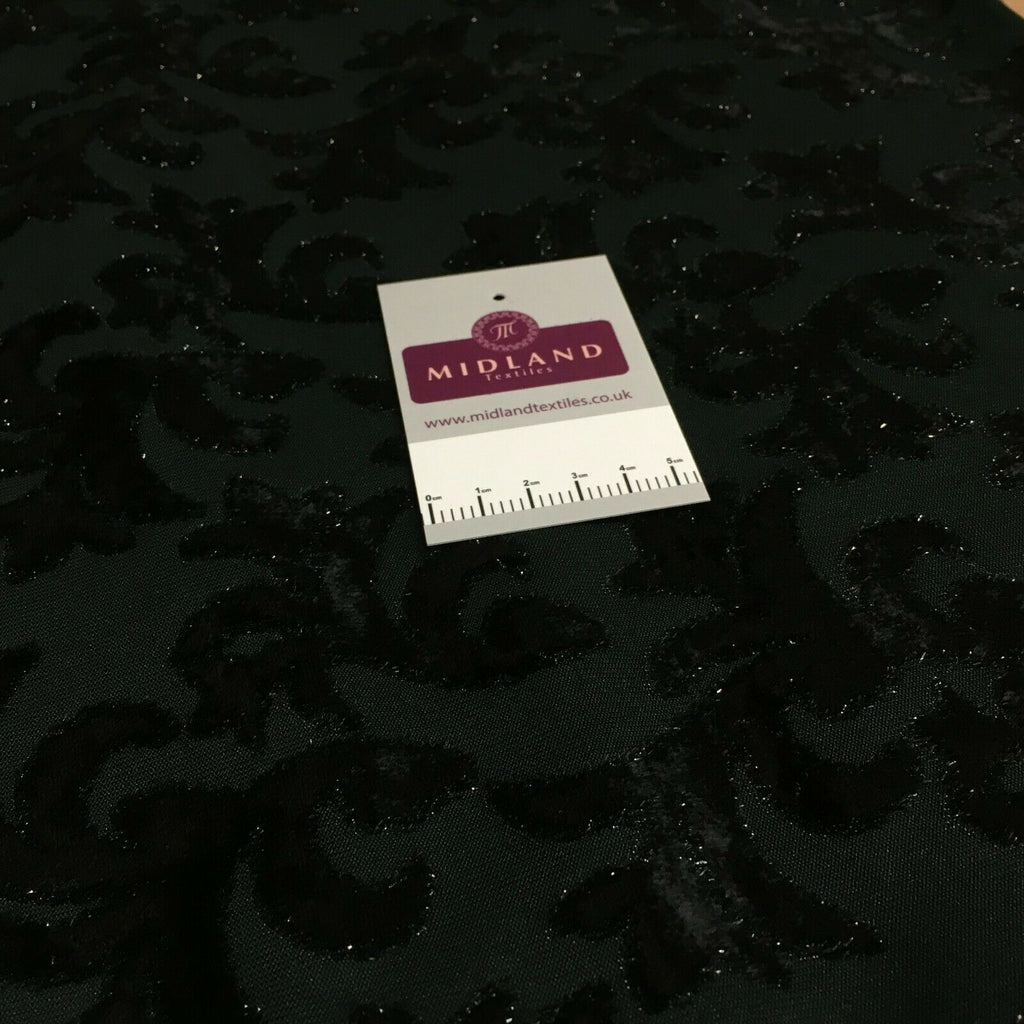 Floral Burnout Shimmer Velvet Embossed Lurex Nylon dress Fabric 140 cm MR1376