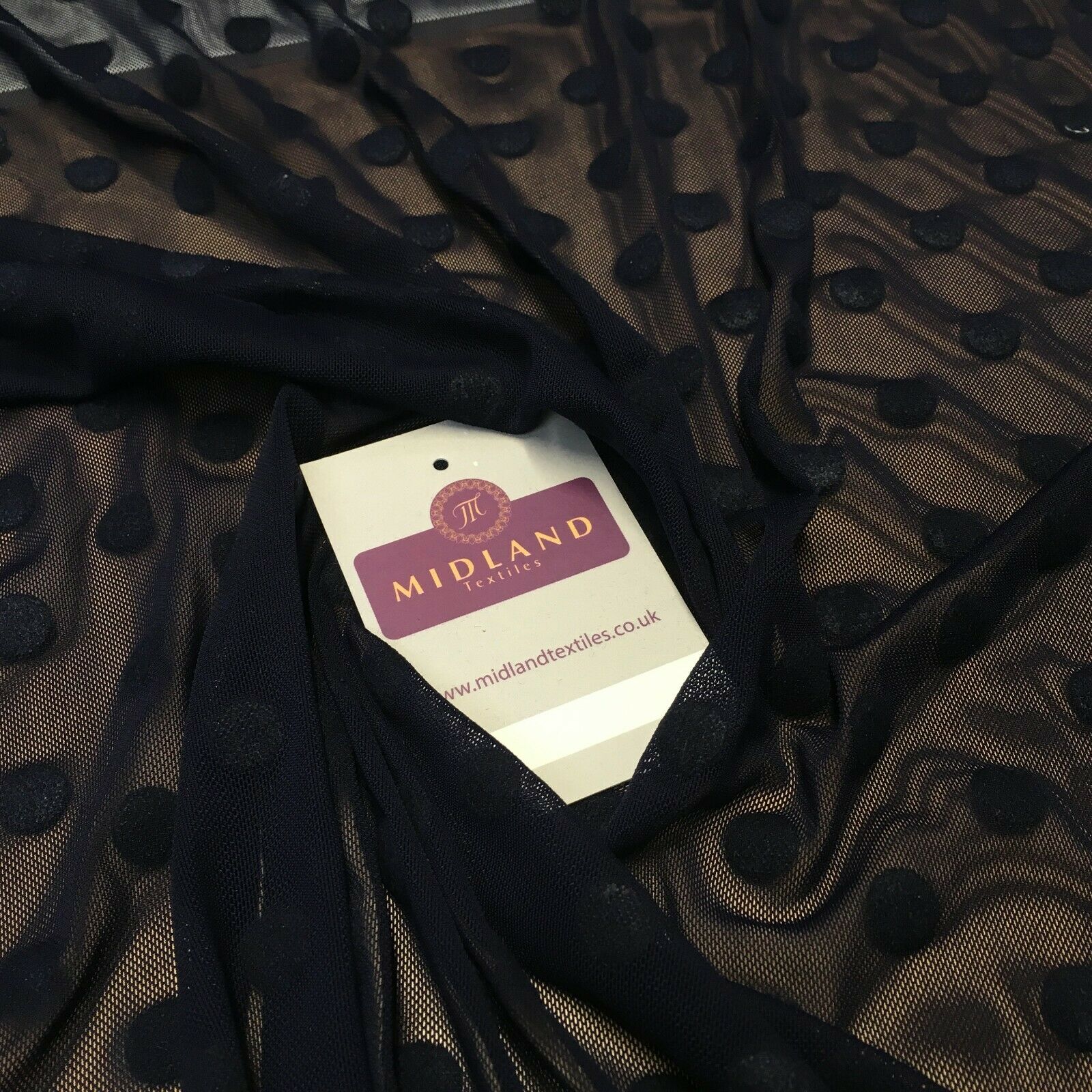 Flock 10mm Polka Dot Power Mesh Stretch Dress Fabric 139cm Wide M1148 Mtex