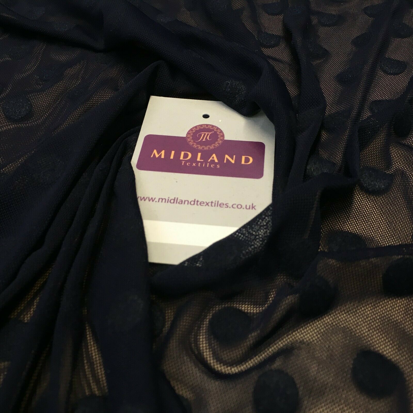 Flock 10mm Polka Dot Power Mesh Stretch Dress Fabric 139cm Wide M1148 Mtex