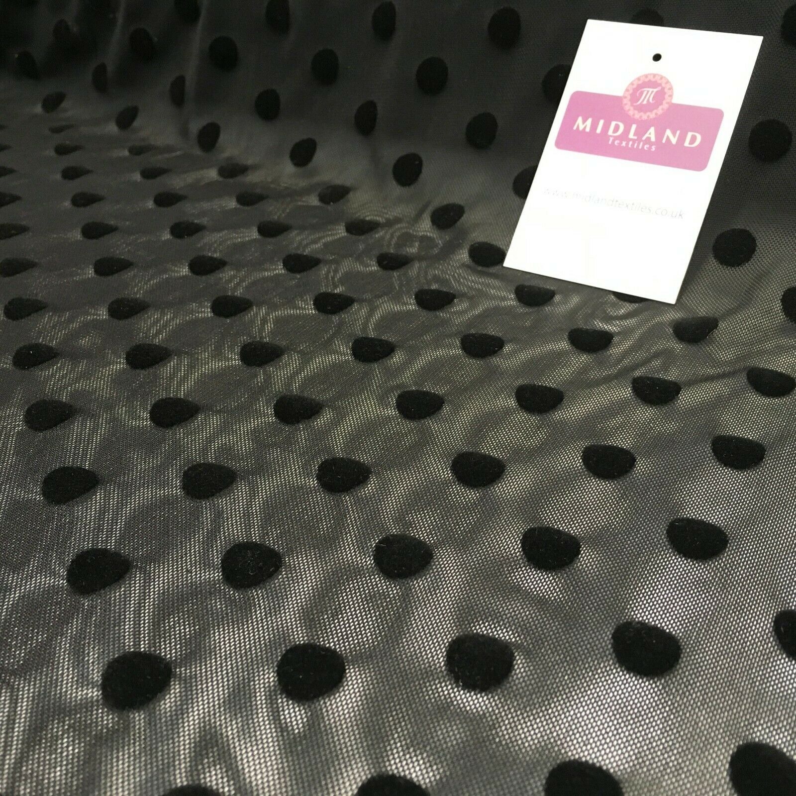 Flock 10mm Polka Dot Power Mesh Stretch Dress Fabric 139cm Wide M1148 Mtex