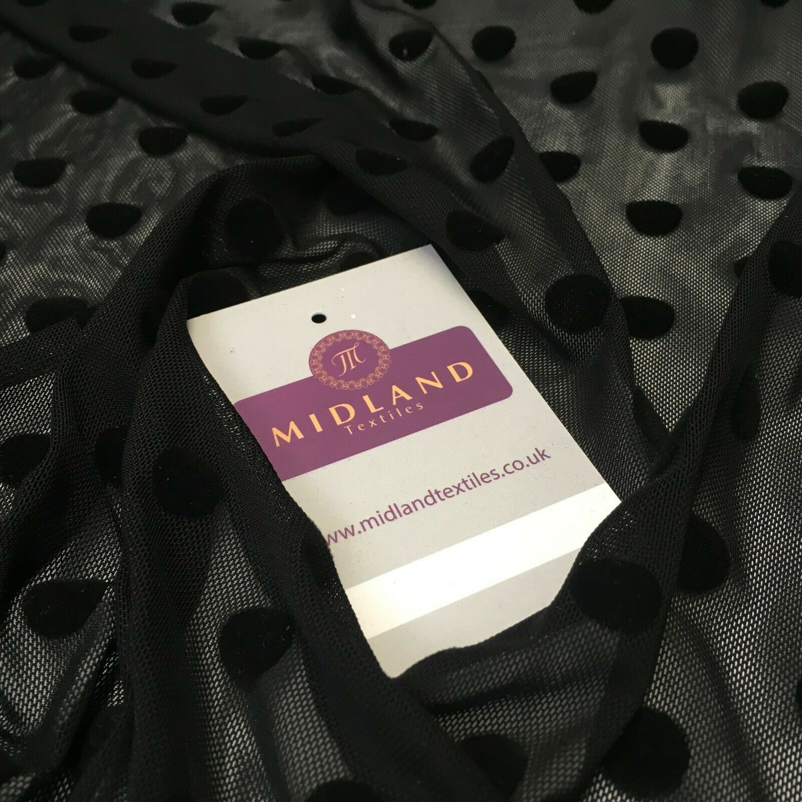Flock 10mm Polka Dot Power Mesh Stretch Dress Fabric 139cm Wide M1148 Mtex