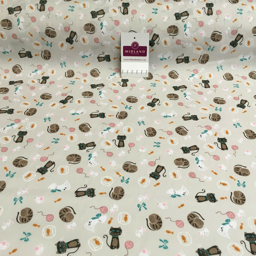 Cat and mouse poly cotton craft Fabric M1446 Mtex