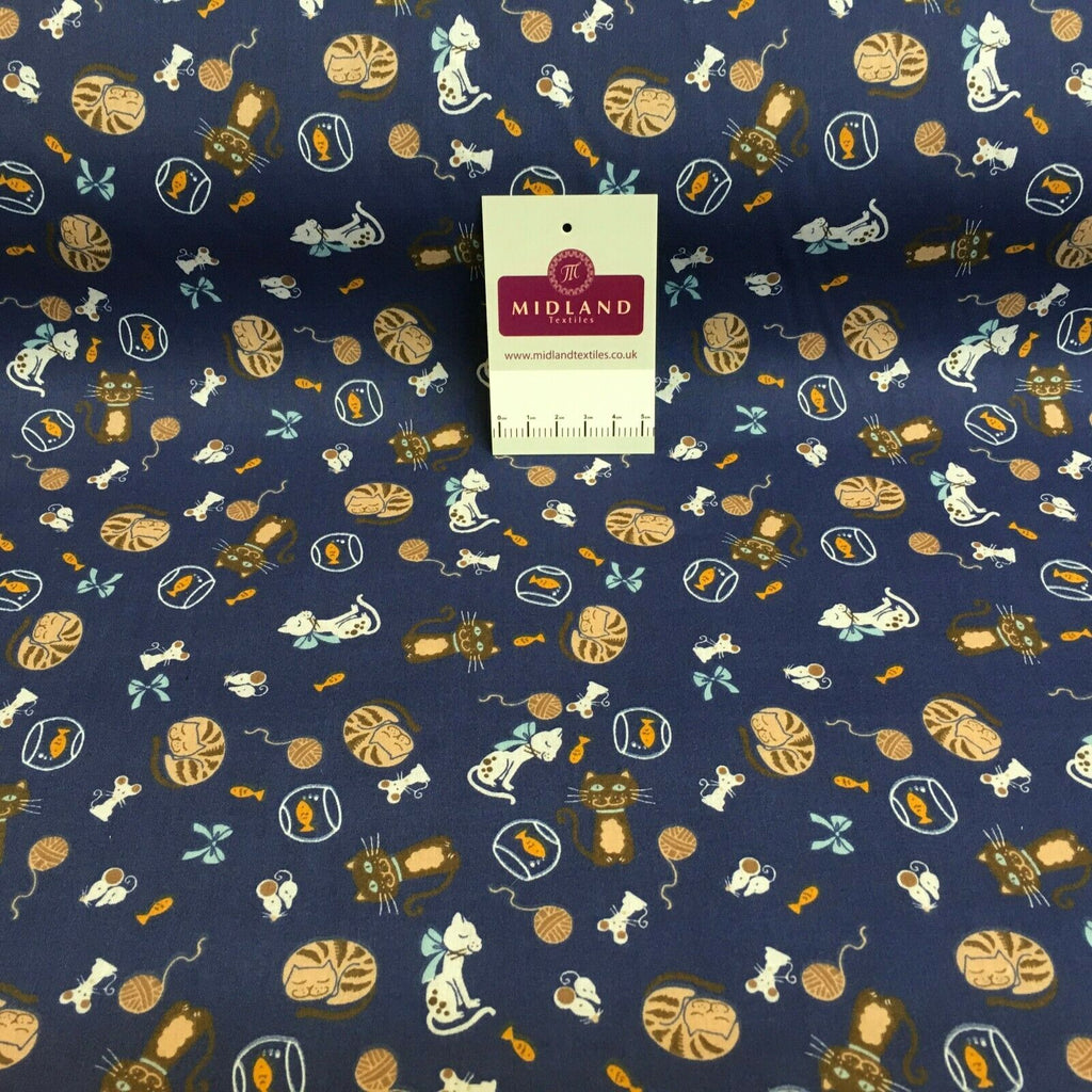 Cat and mouse poly cotton craft Fabric M1446 Mtex