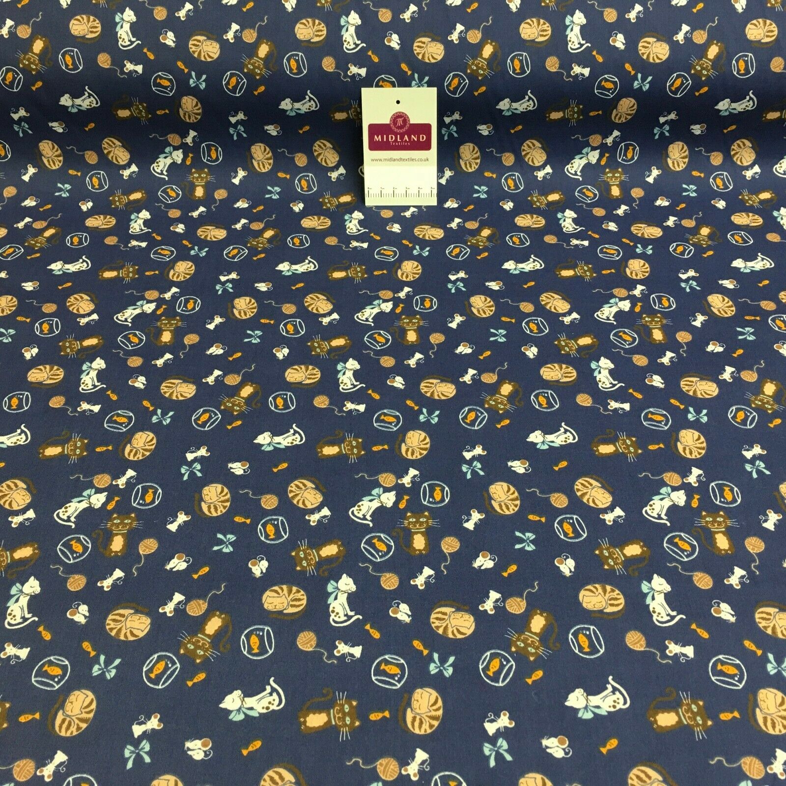 Cat and mouse poly cotton craft Fabric M1446 Mtex