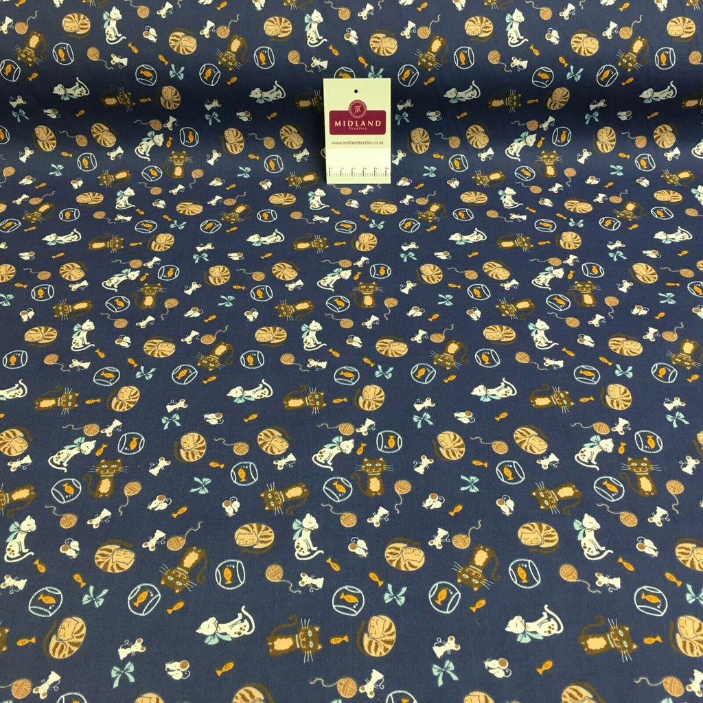 Cat and mouse poly cotton craft Fabric M1446 Mtex