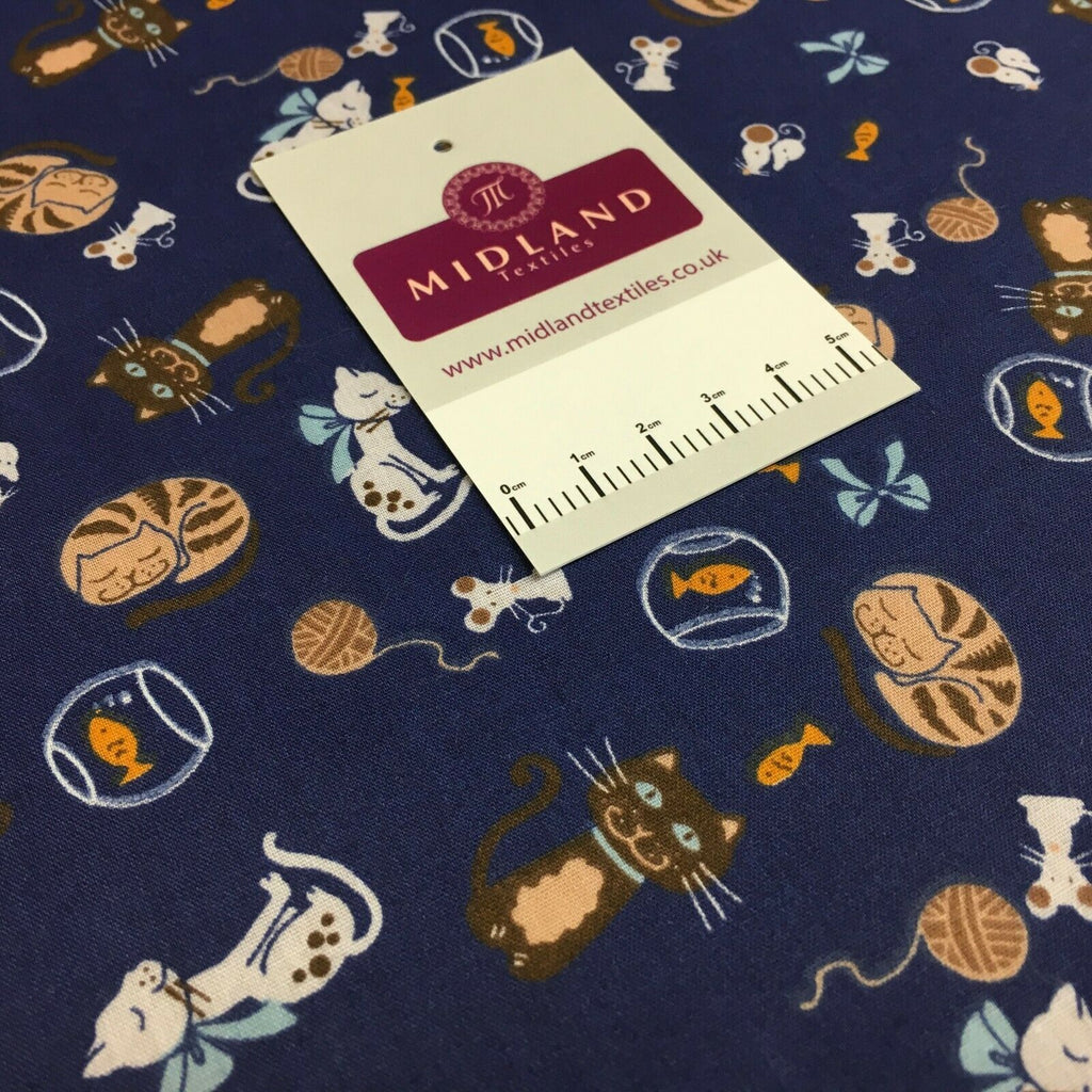 Cat and mouse poly cotton craft Fabric M1446 Mtex