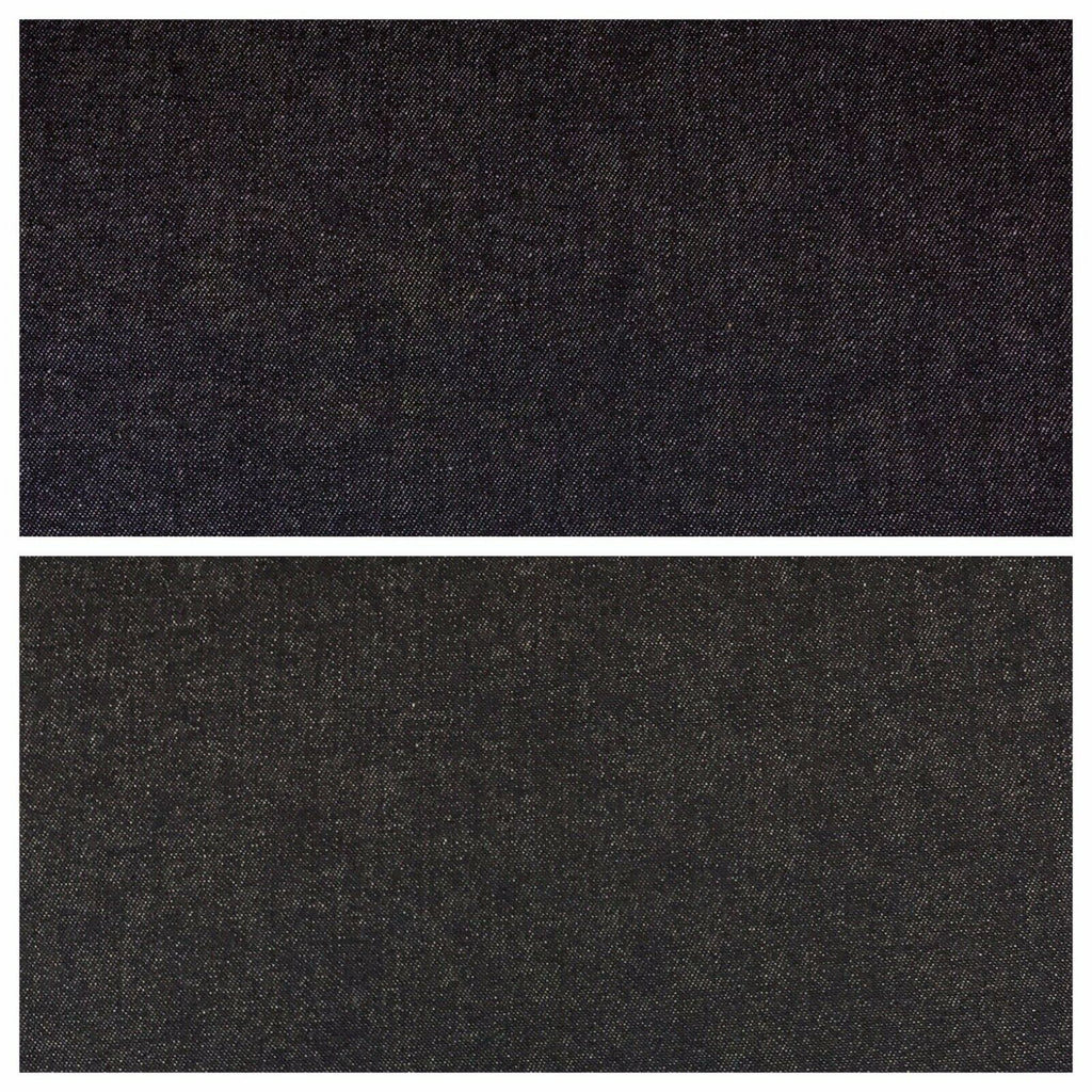 7.5oz Indigo-Black Denim Midweight 100% Cotton Fabric 58