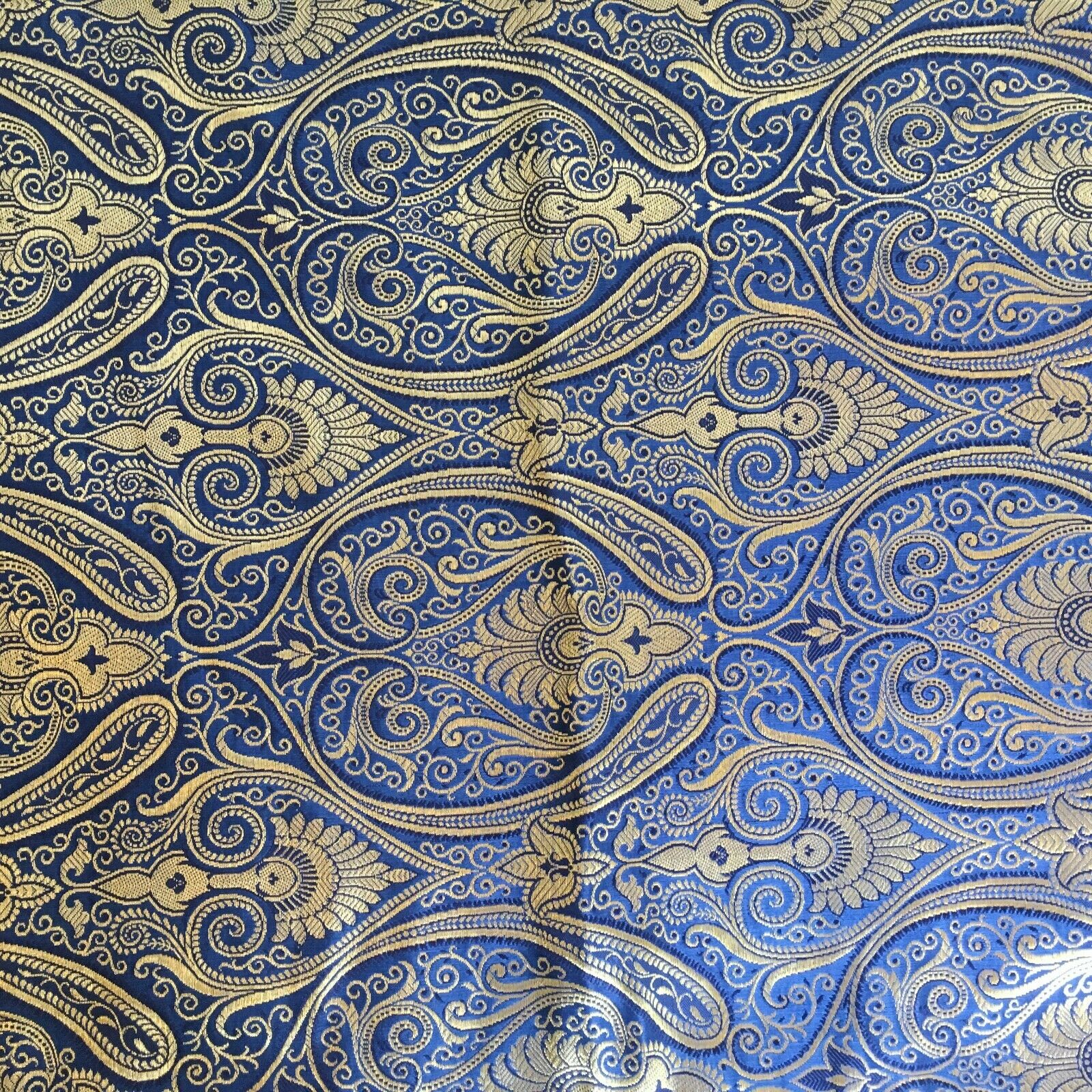 Navy Blue Indian Ornamental banarsi raw silk Cushion Cover Table Runner M1386