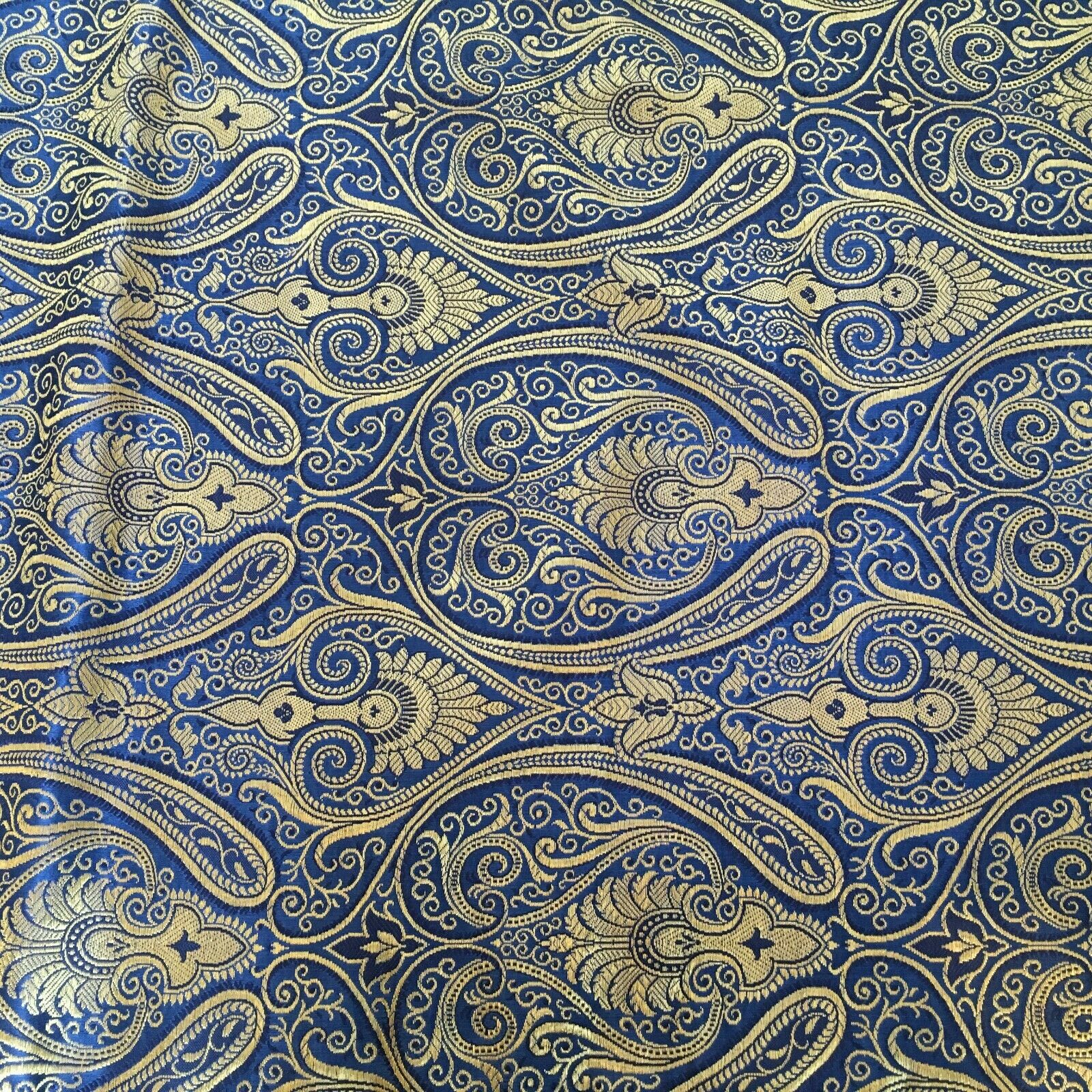 Navy Blue Indian Ornamental banarsi raw silk Cushion Cover Table Runner M1386