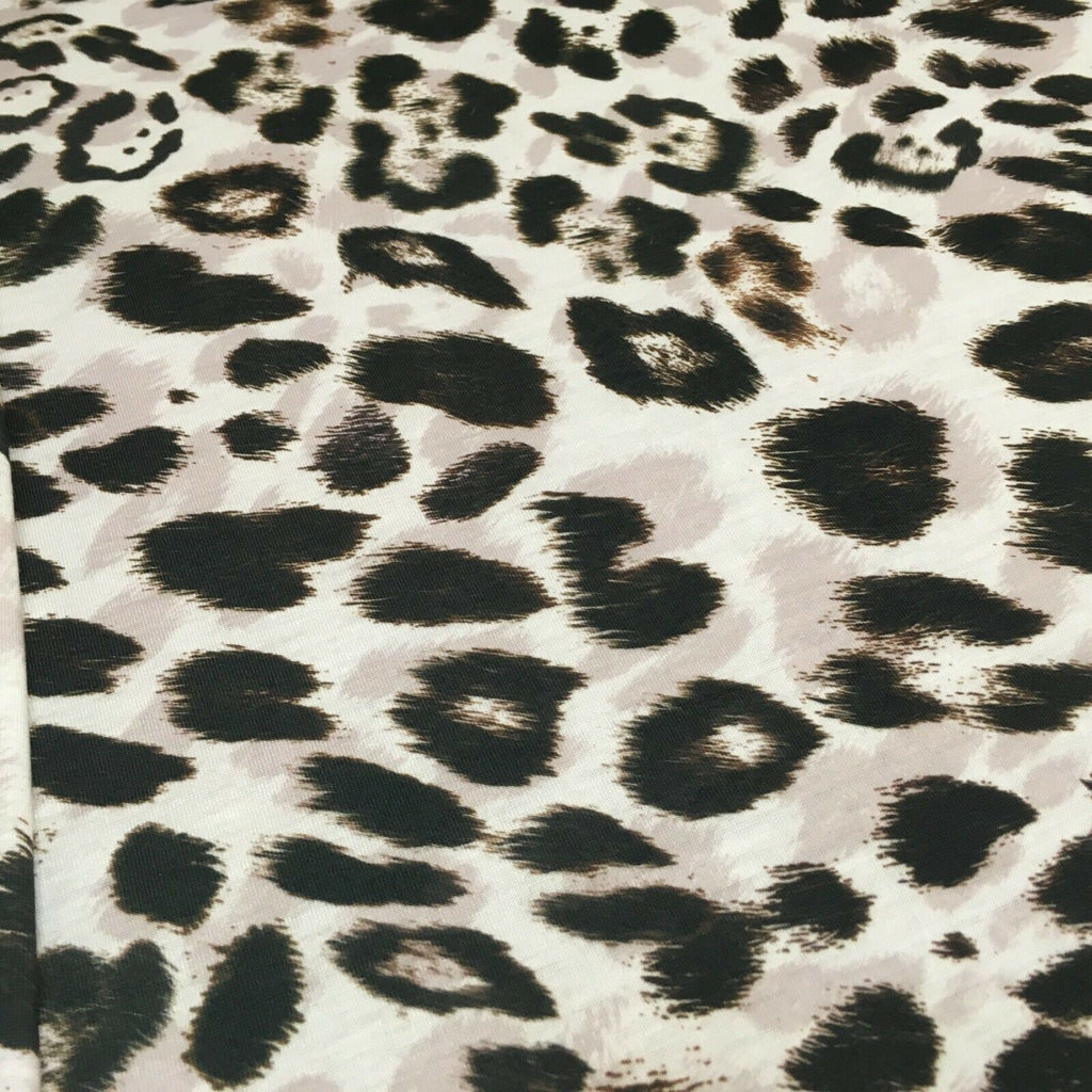 Natural Brown Animal Leopard Print 2 Way stretch Jersey dress Fabric M1522