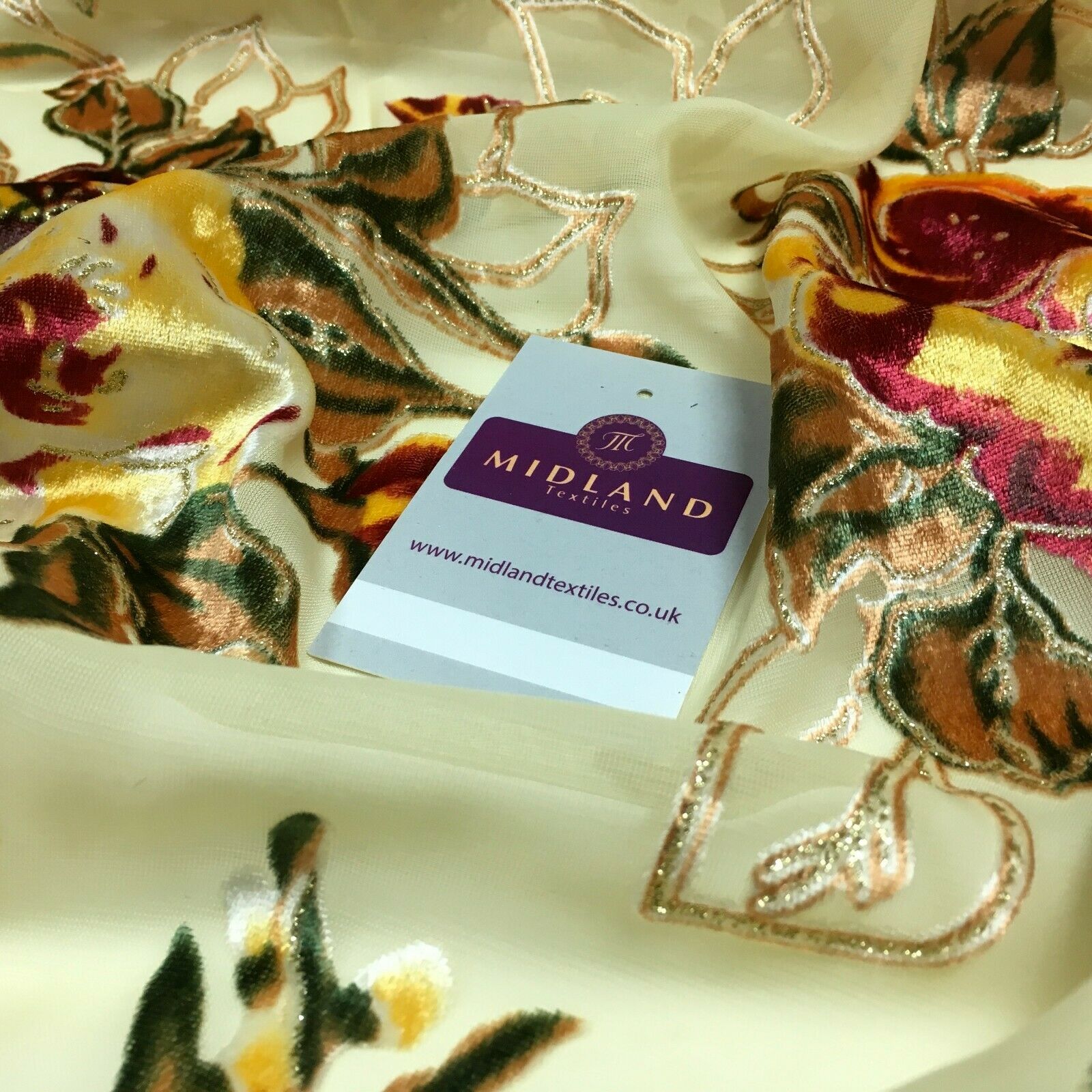 Floral Burnout Glitter Lacquer Velvet Devore Dress Fabric 139 cm