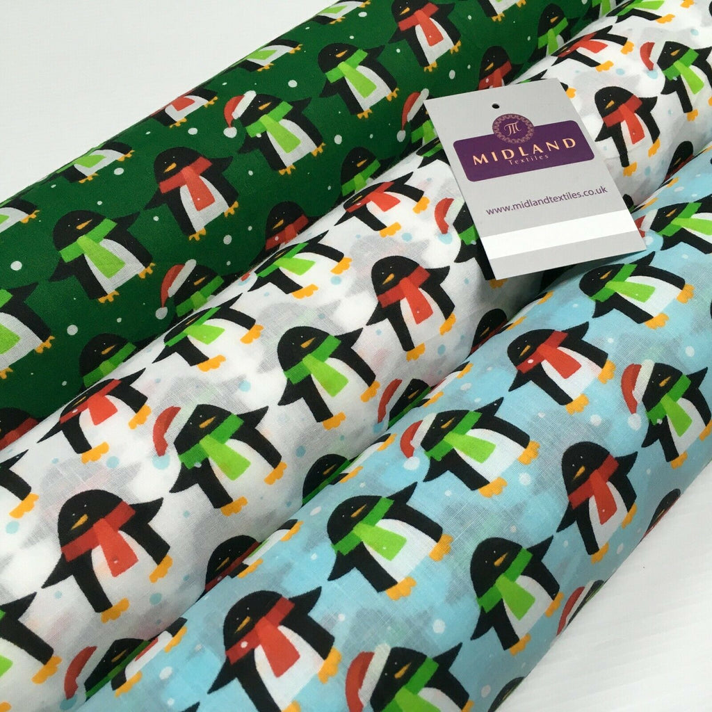 Christmas Penguin Xmas Printed cotton Fabric Craft Gifts 110 cm MD1289 Mtex