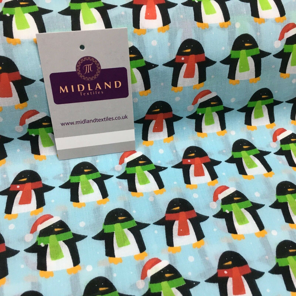 Christmas Penguin Xmas Printed cotton Fabric Craft Gifts 110 cm MD1289 Mtex