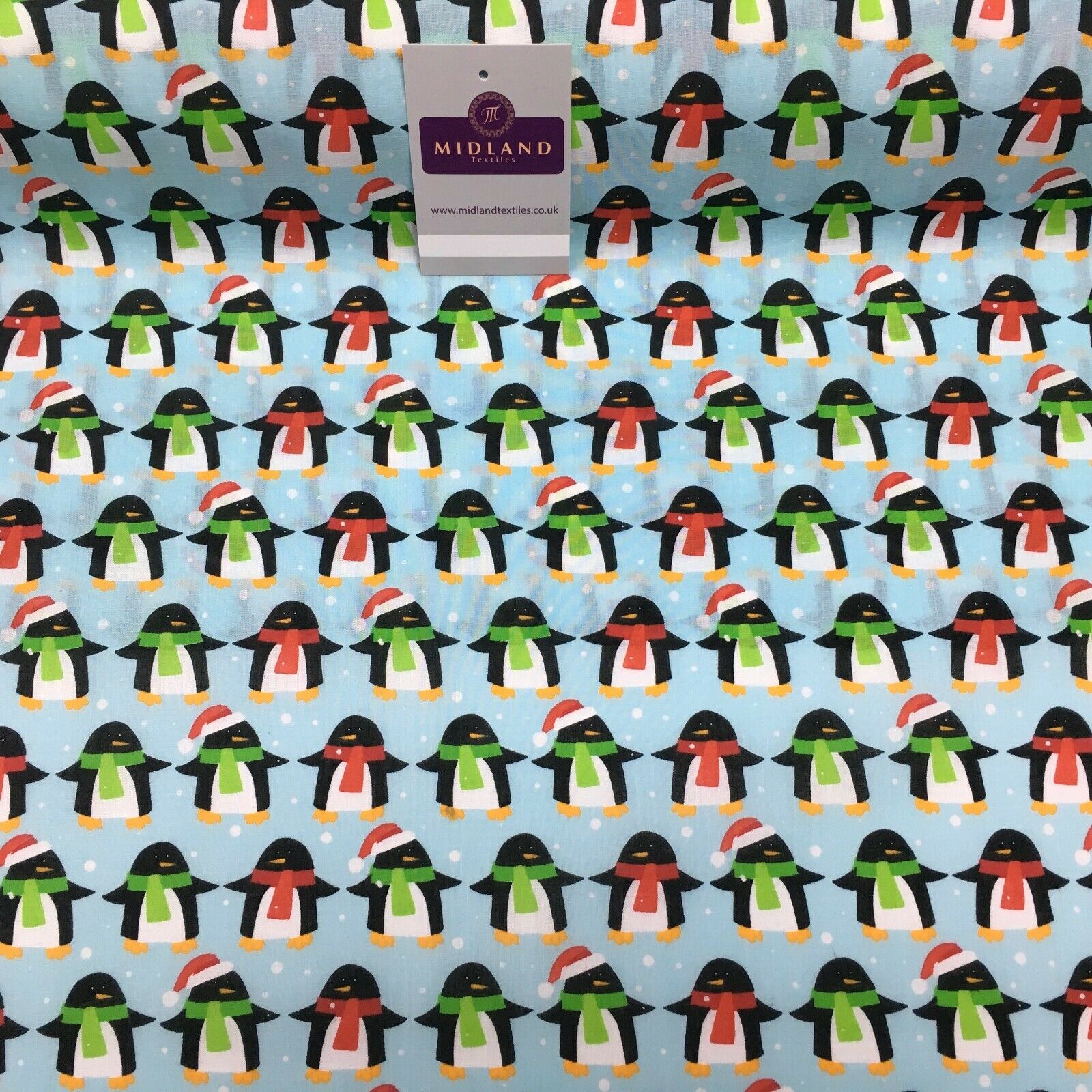 Christmas Penguin Xmas Printed cotton Fabric Craft Gifts 110 cm MD1289 Mtex