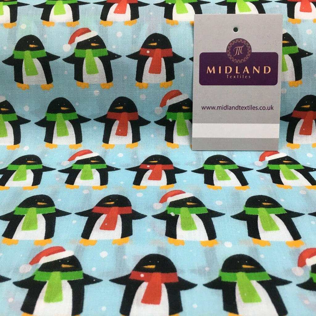 Christmas Penguin Xmas Printed cotton Fabric Craft Gifts 110 cm MD1289 Mtex