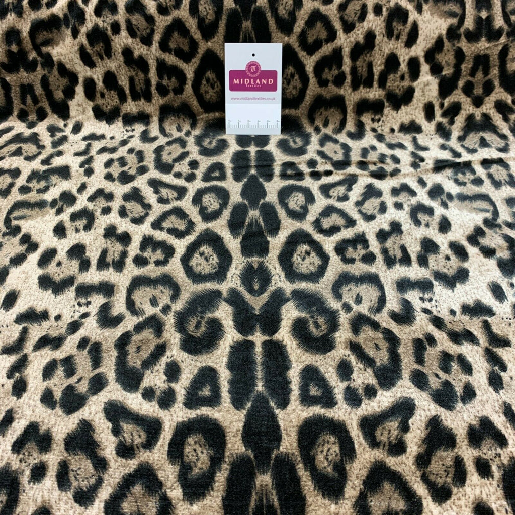 Large Leopard printed knitted 4 way Stretch Velvet dress Fabric M1470