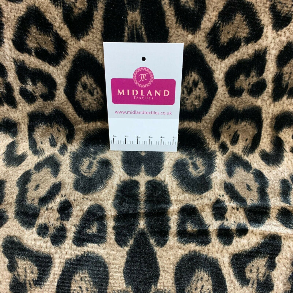 Large Leopard printed knitted 4 way Stretch Velvet dress Fabric M1470