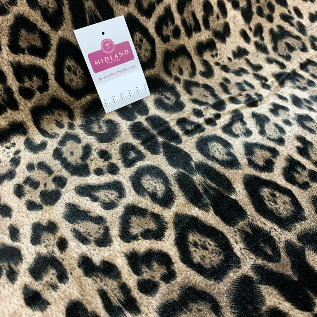 Large Leopard printed knitted 4 way Stretch Velvet dress Fabric M1470