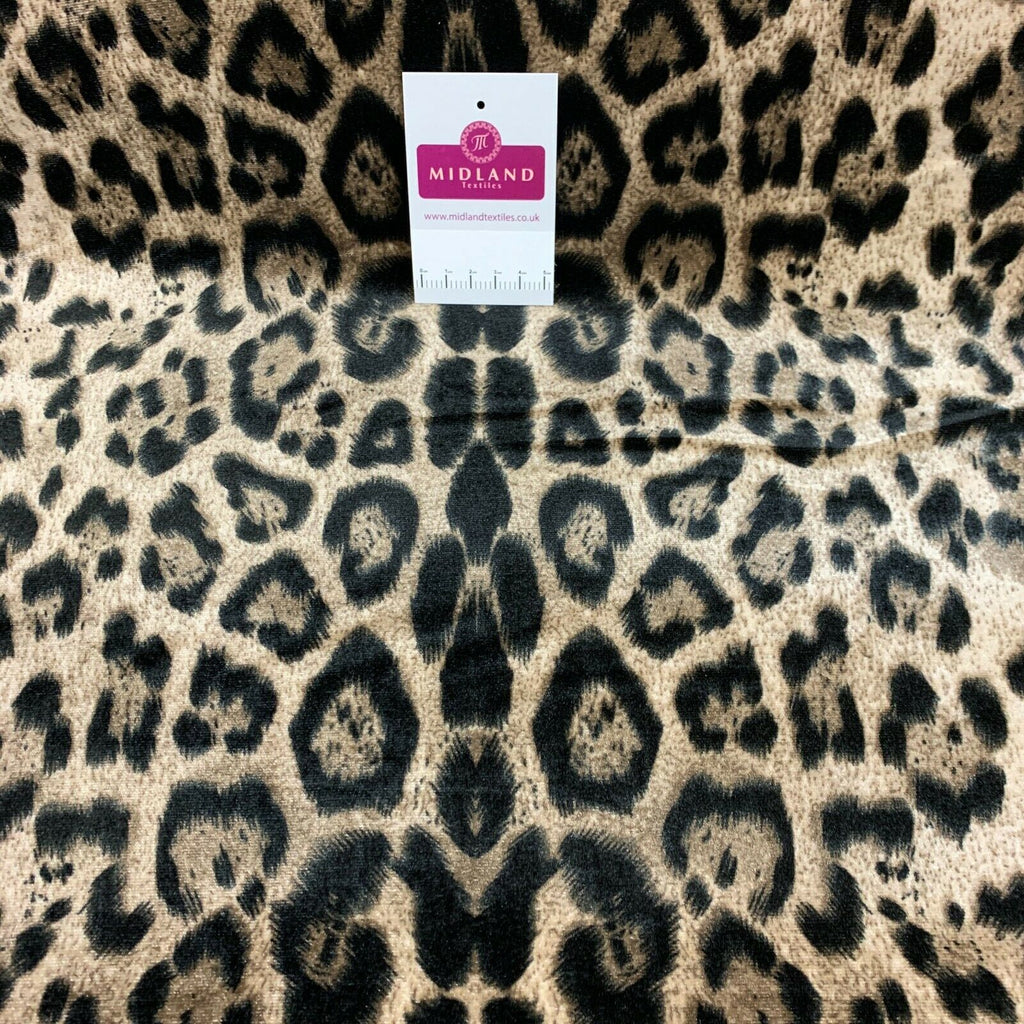 Large Leopard printed knitted 4 way Stretch Velvet dress Fabric M1470