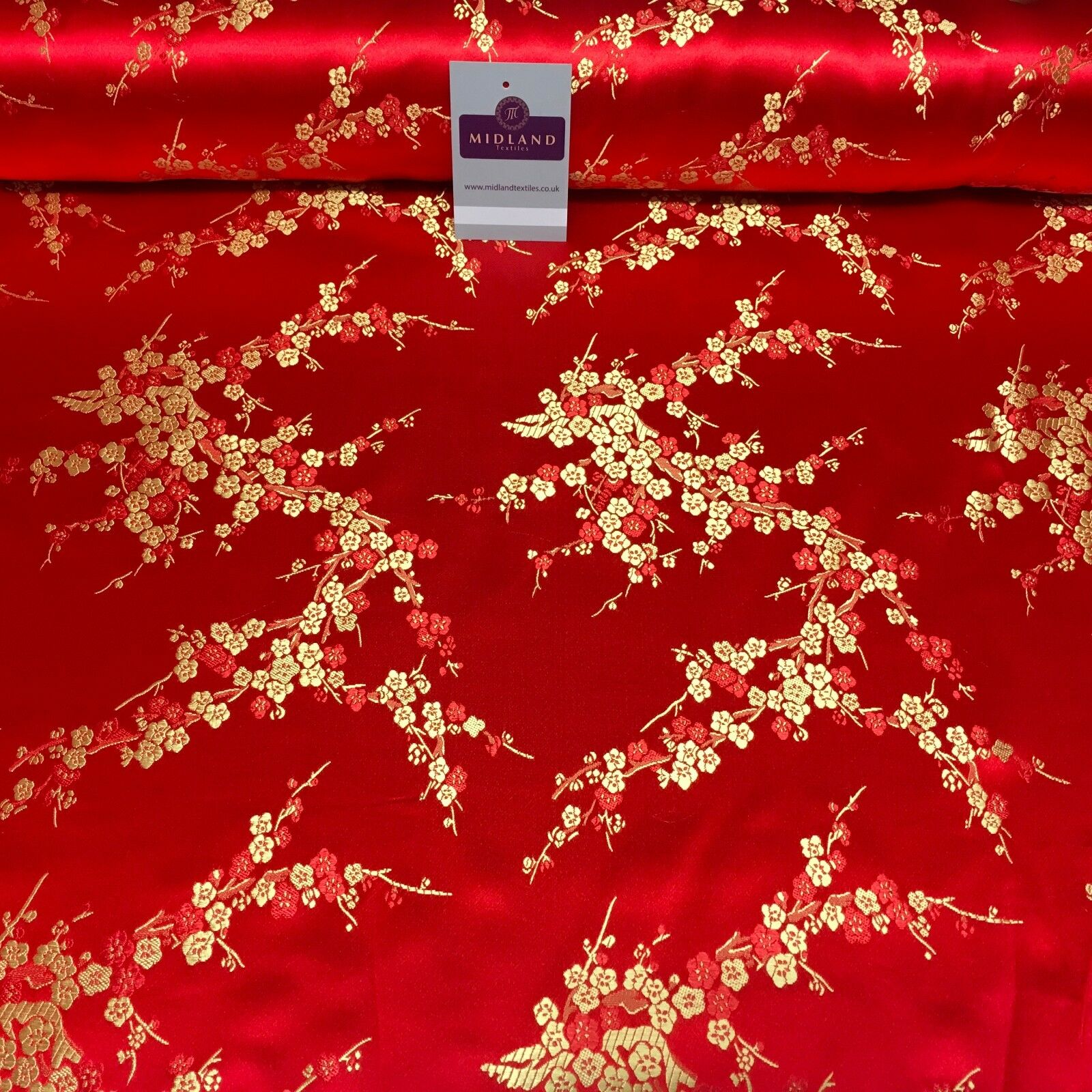 Chinese Blossom Satin Brocade Dress Fabric -  M240 Mtex