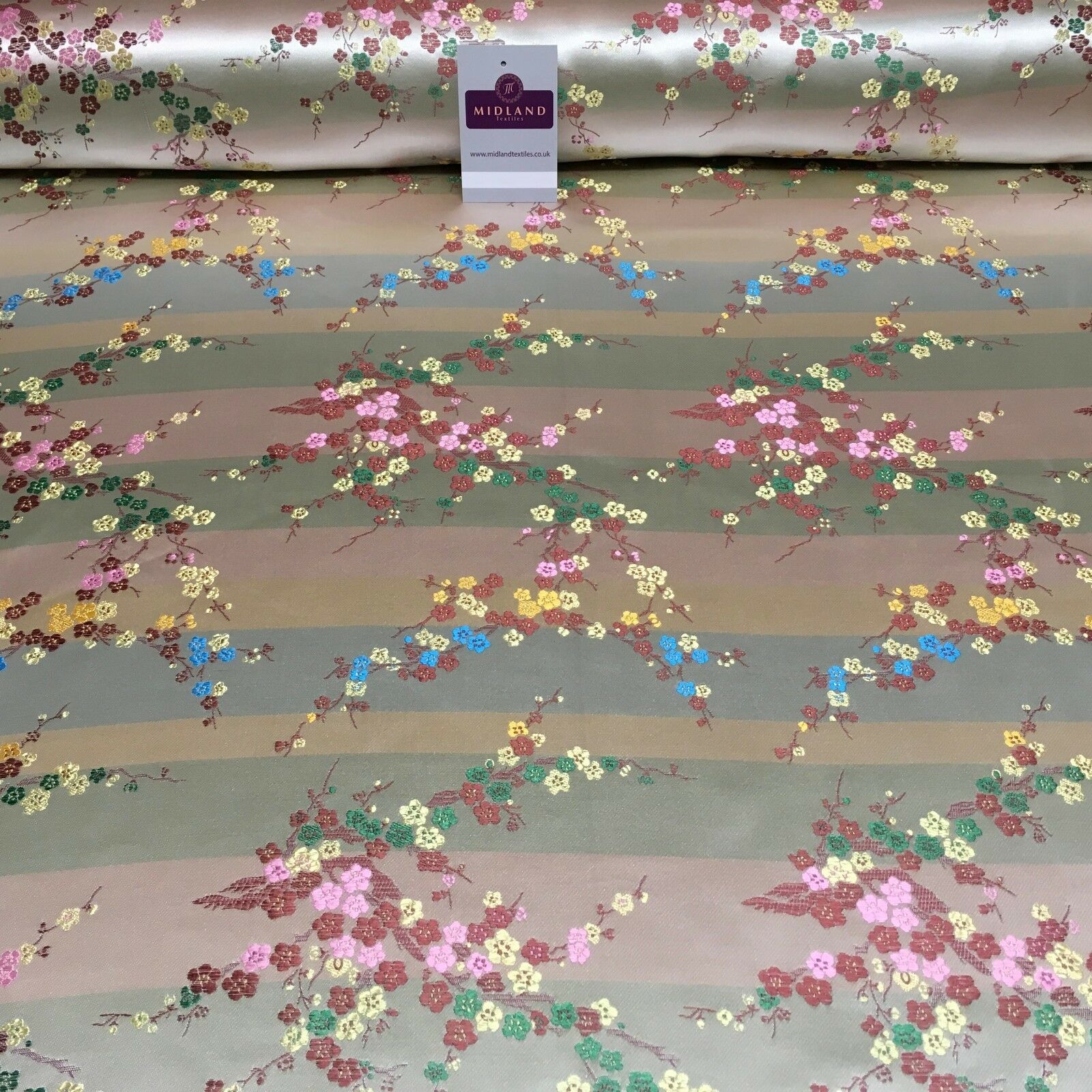 Chinese Blossom Satin Brocade Dress Fabric -  M240 Mtex