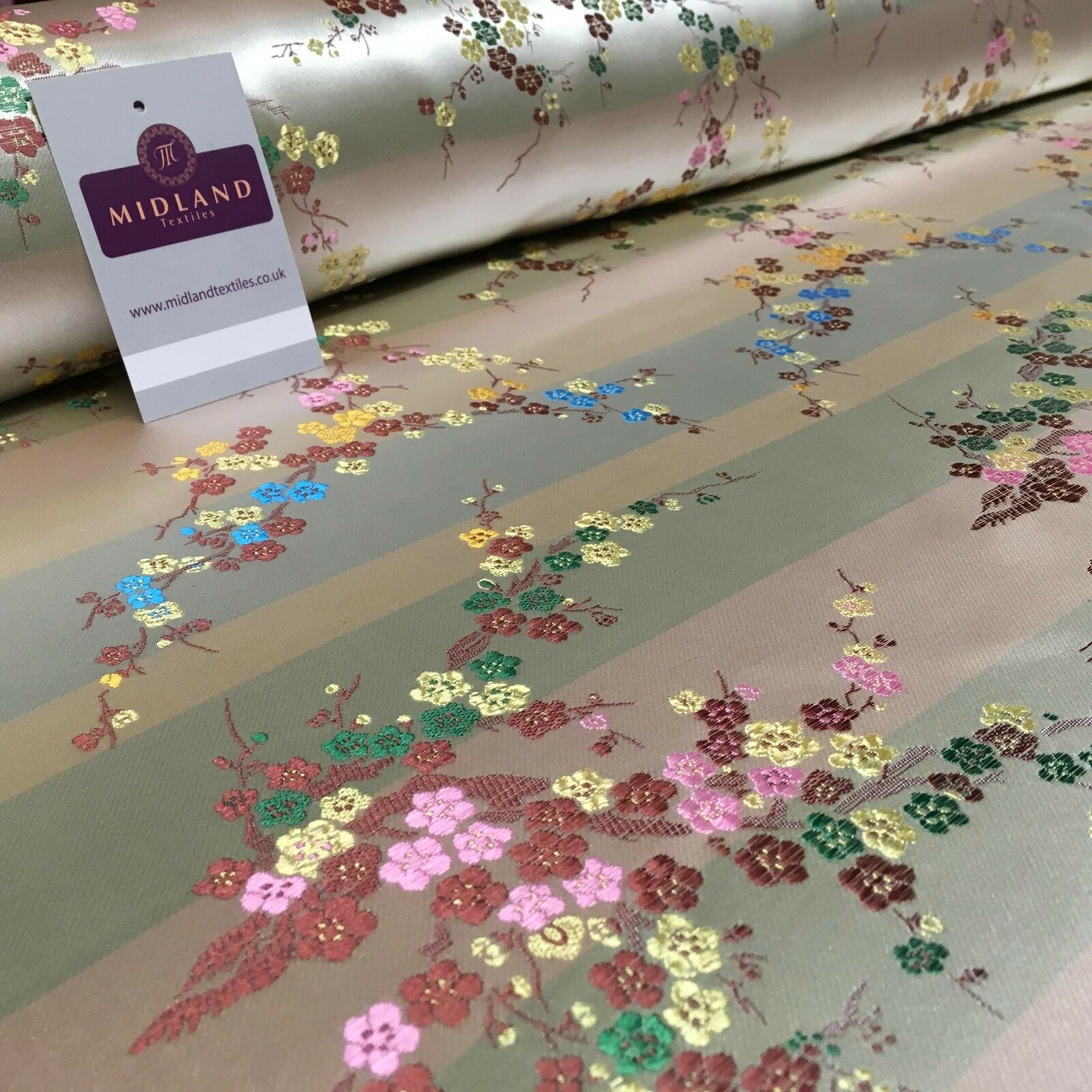 Chinese Blossom Satin Brocade Dress Fabric -  M240 Mtex