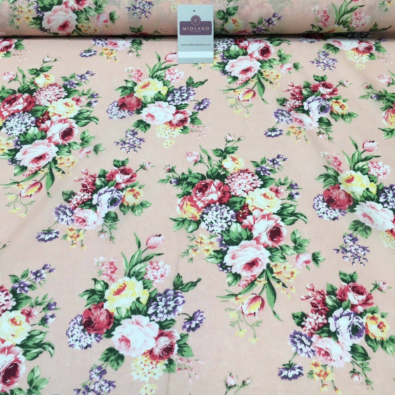Vintage Floral Printed 100% Cotton Lawn Dress Fabric 58' Wide MH953 Mtex