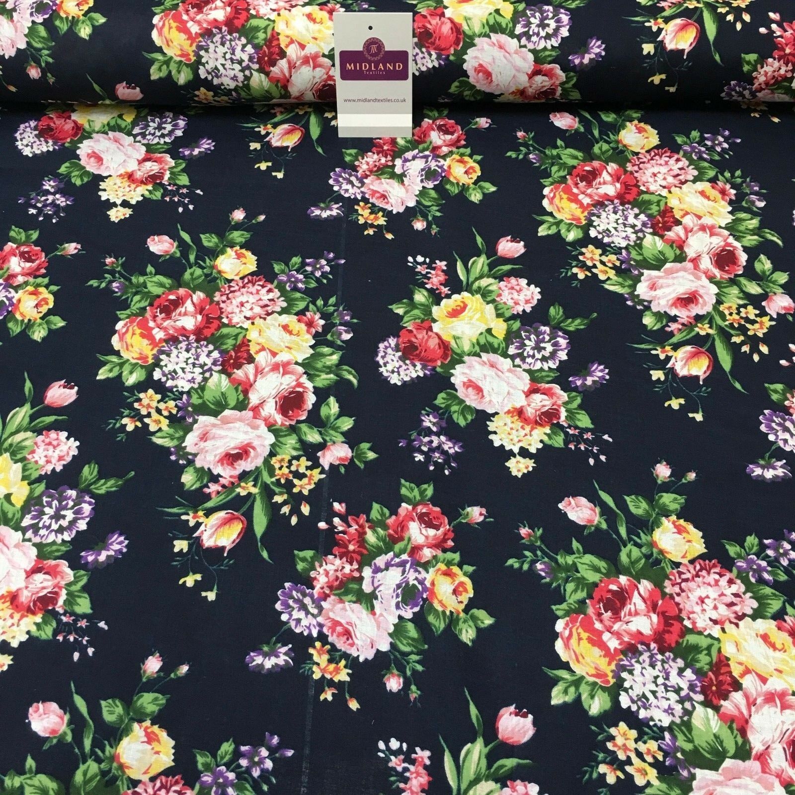 Vintage Floral Printed 100% Cotton Lawn Dress Fabric 58' Wide MH953 Mtex