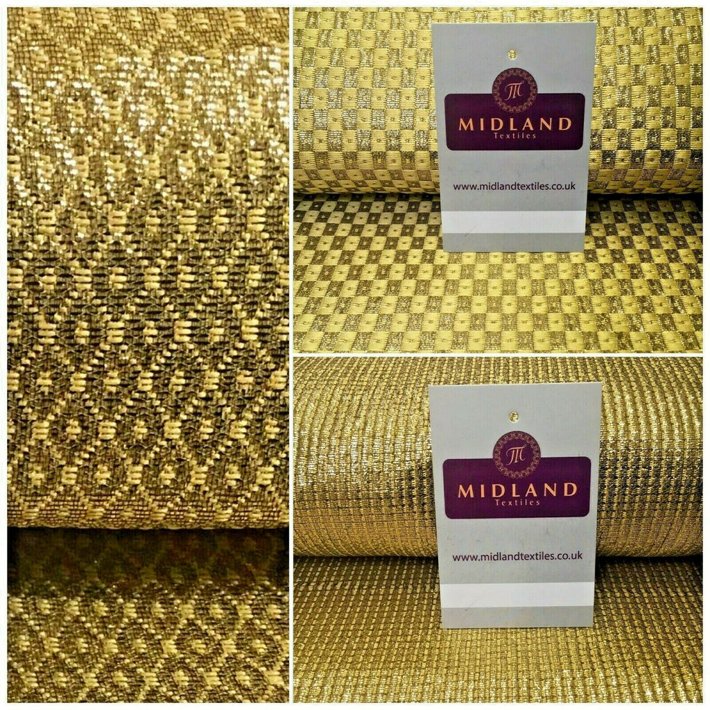 Gold Banarsi textured Geometric Lame Brocade Fabric 111 cm MA1121 Mtex