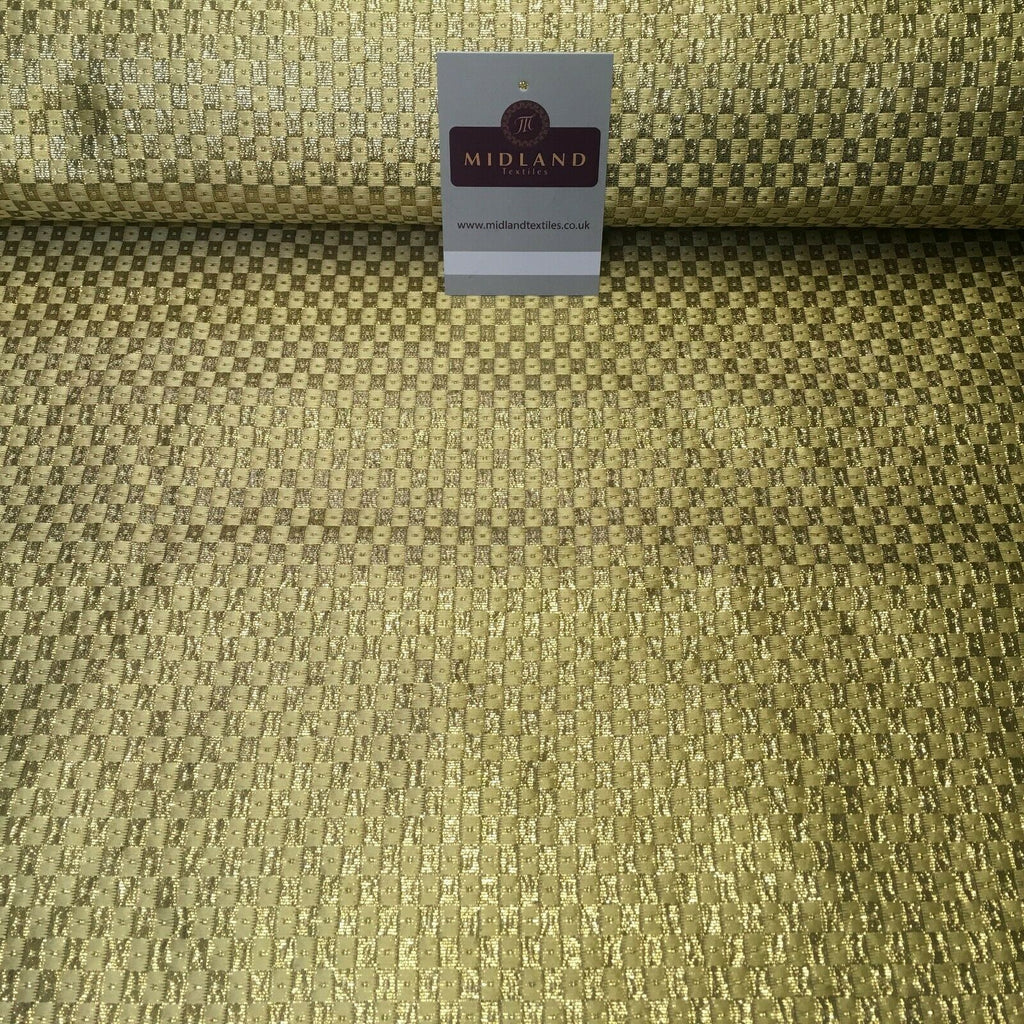 Gold Banarsi textured Geometric Lame Brocade Fabric 111 cm MA1121 Mtex