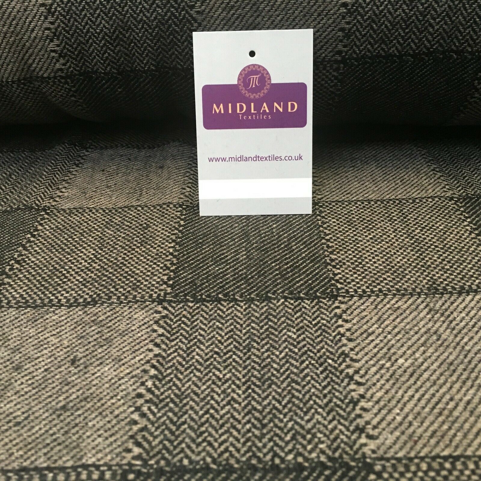 Brown & Black Check wool blend Melton Coating Poly Boucle Fabric 147 cm MK1194-5