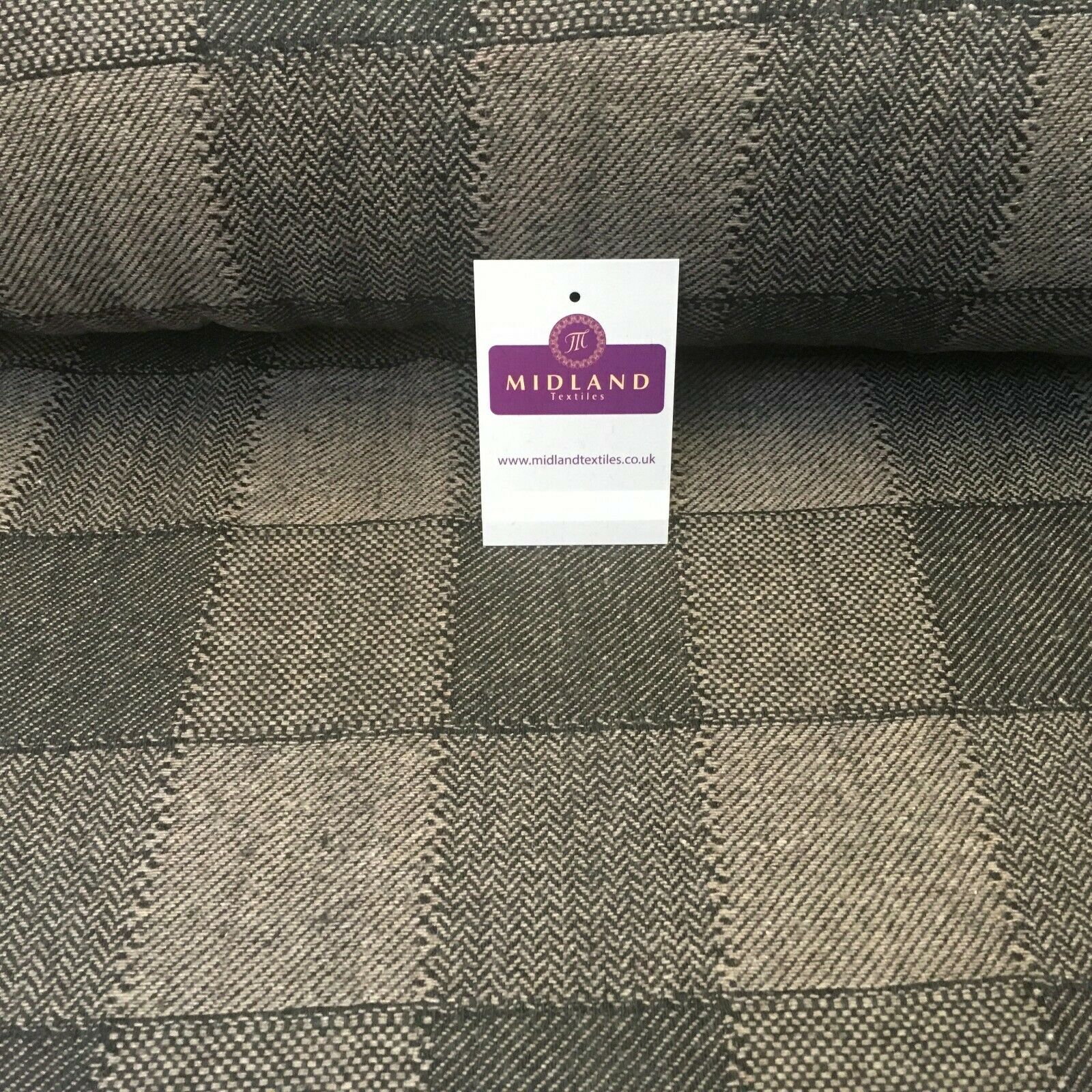 Brown & Black Check wool blend Melton Coating Poly Boucle Fabric 147 cm MK1194-5
