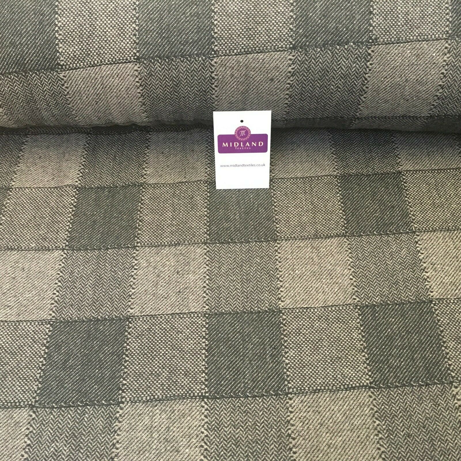 Brown & Black Check wool blend Melton Coating Poly Boucle Fabric 147 cm MK1194-5