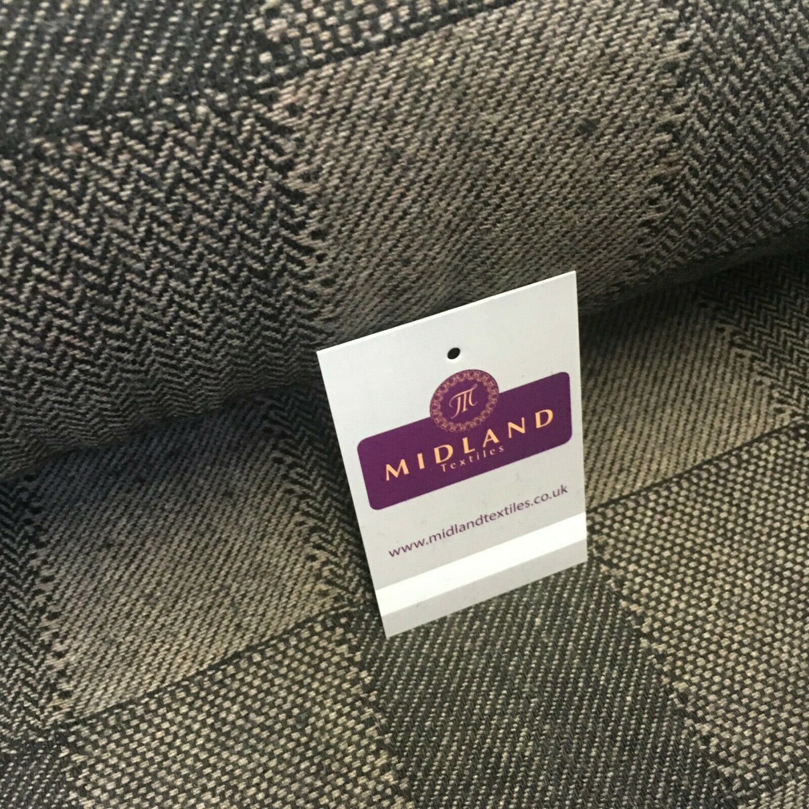 Brown & Black Check wool blend Melton Coating Poly Boucle Fabric 147 cm MK1194-5