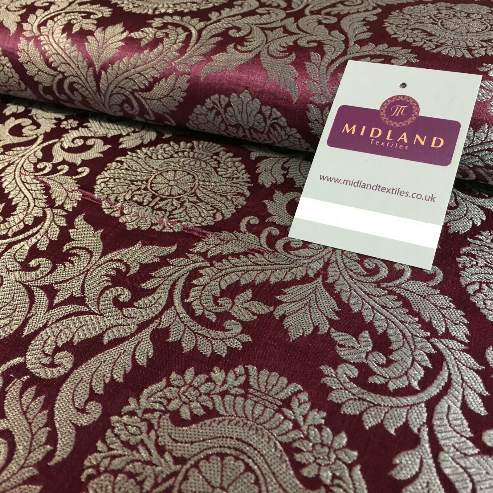 Silver Metallic Ornamental Indian Faux Silk Banarsi brocade Fabric 110cm MP1126