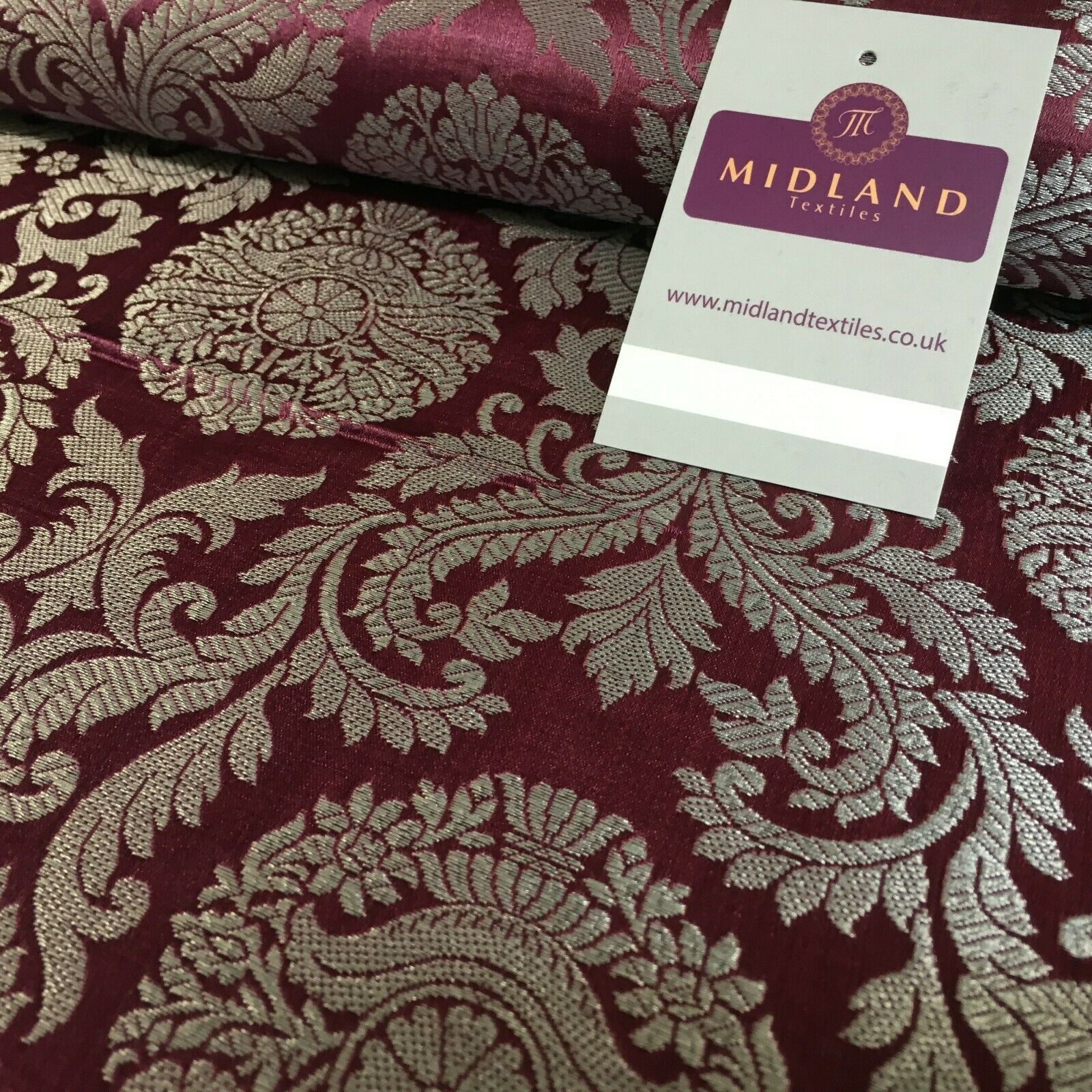 Silver Metallic Ornamental Indian Faux Silk Banarsi brocade Fabric 110cm MP1126