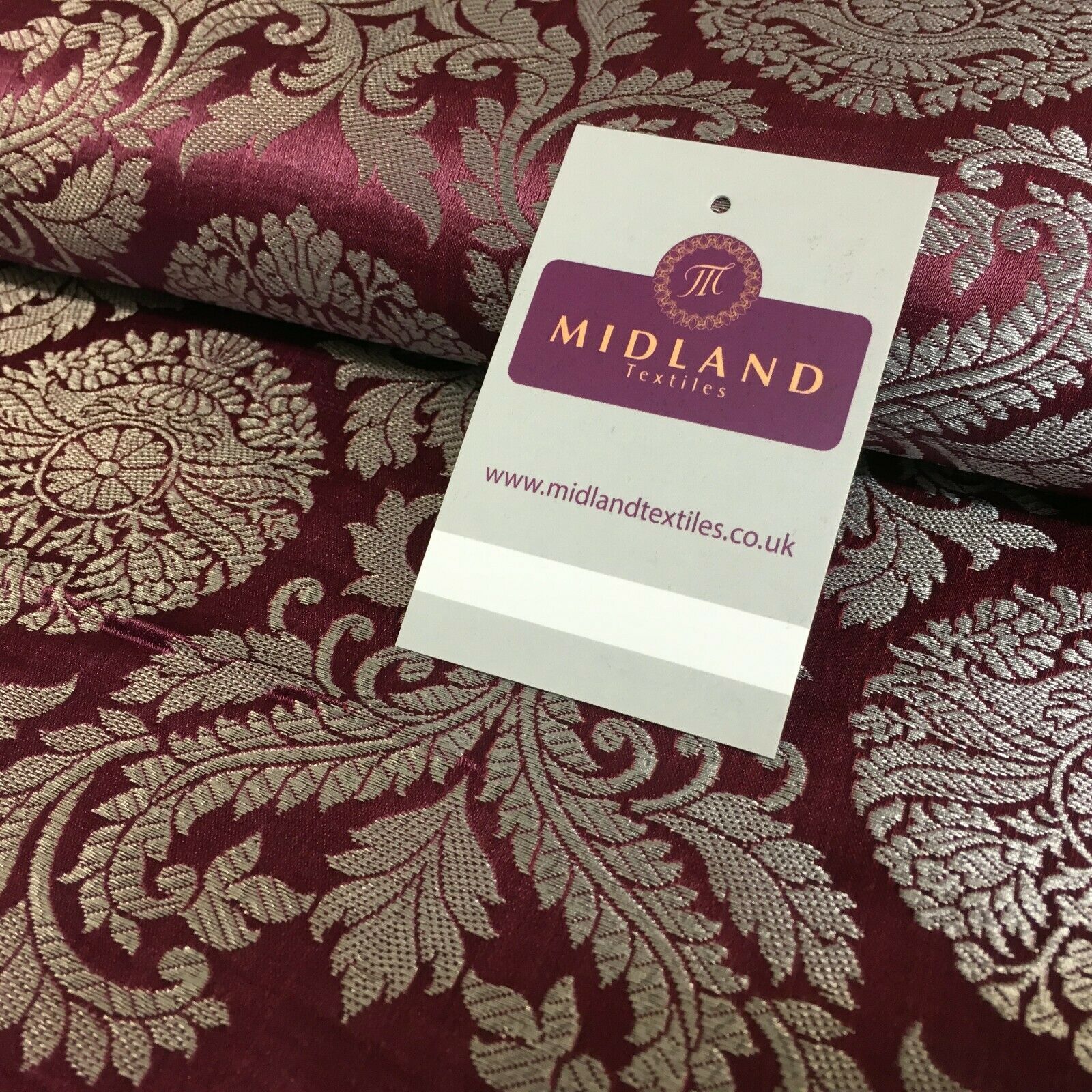 Silver Metallic Ornamental Indian Faux Silk Banarsi brocade Fabric 110cm MP1126