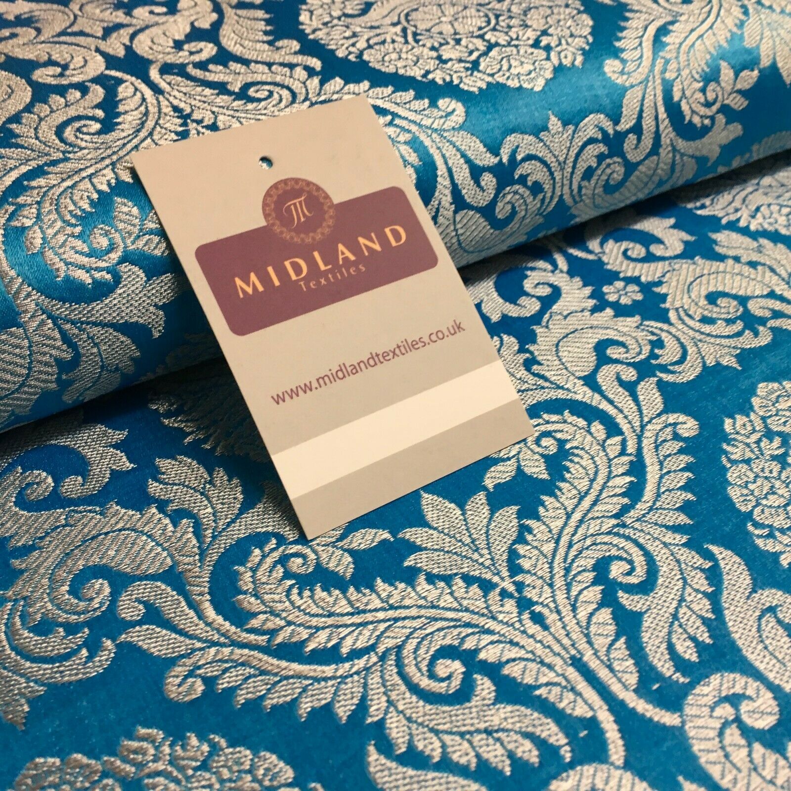 Silver Metallic Ornamental Indian Faux Silk Banarsi brocade Fabric 110cm MP1126