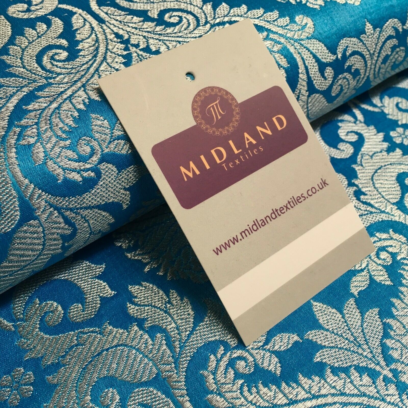 Silver Metallic Ornamental Indian Faux Silk Banarsi brocade Fabric 110cm MP1126