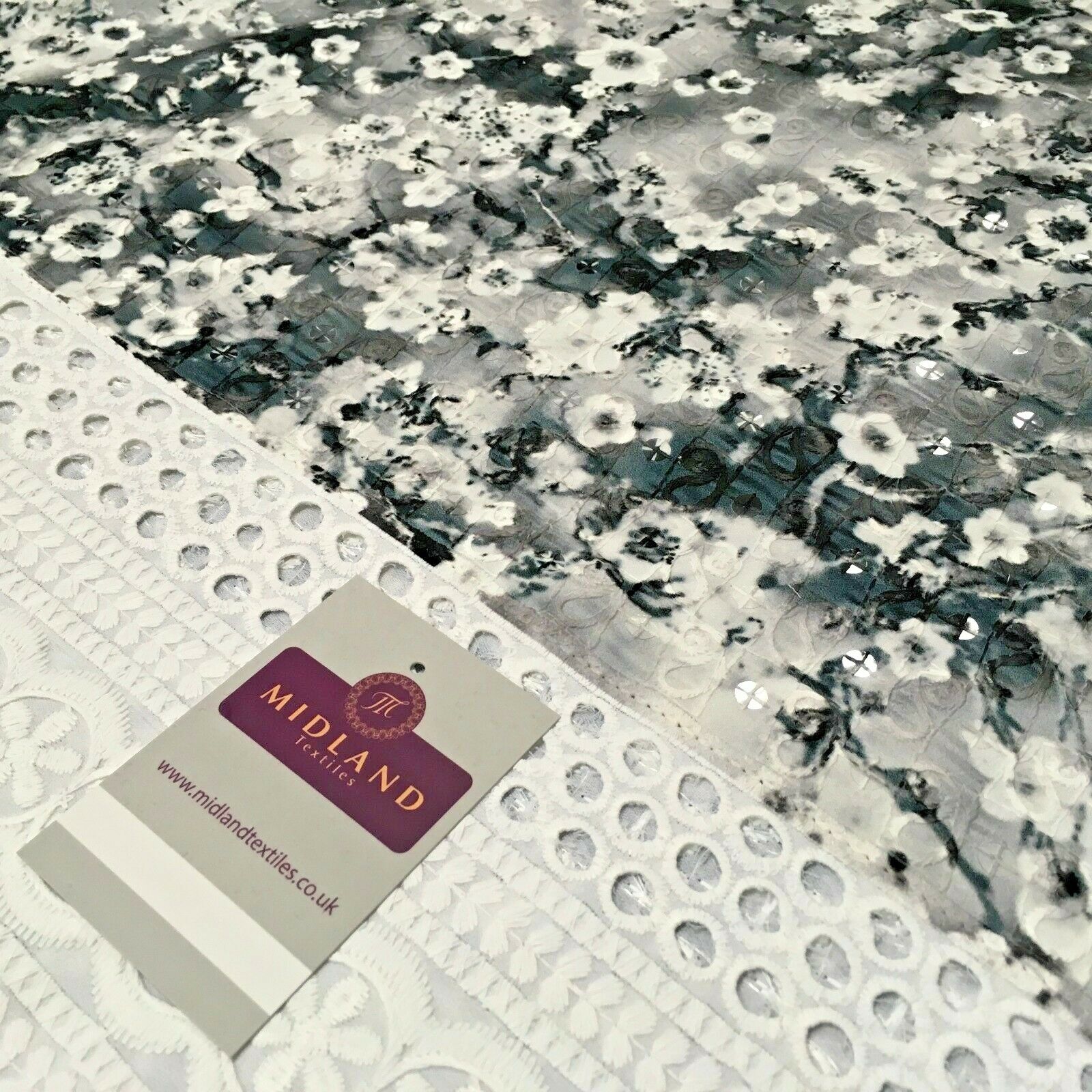 Digital Printed Cotton Border with Sequin Fabric 55' Wide MQ995 Mtex