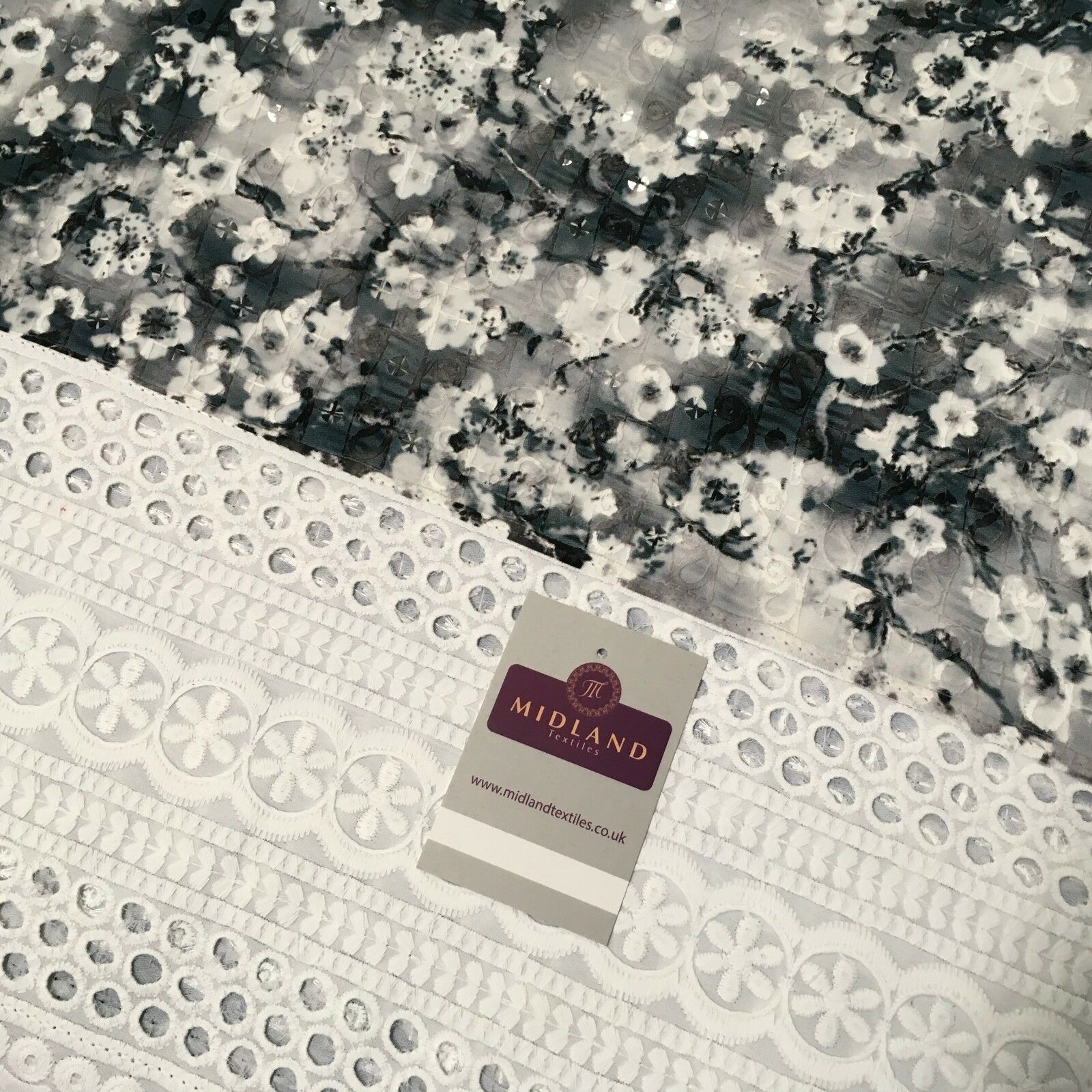 Digital Printed Cotton Border with Sequin Fabric 55' Wide MQ995 Mtex