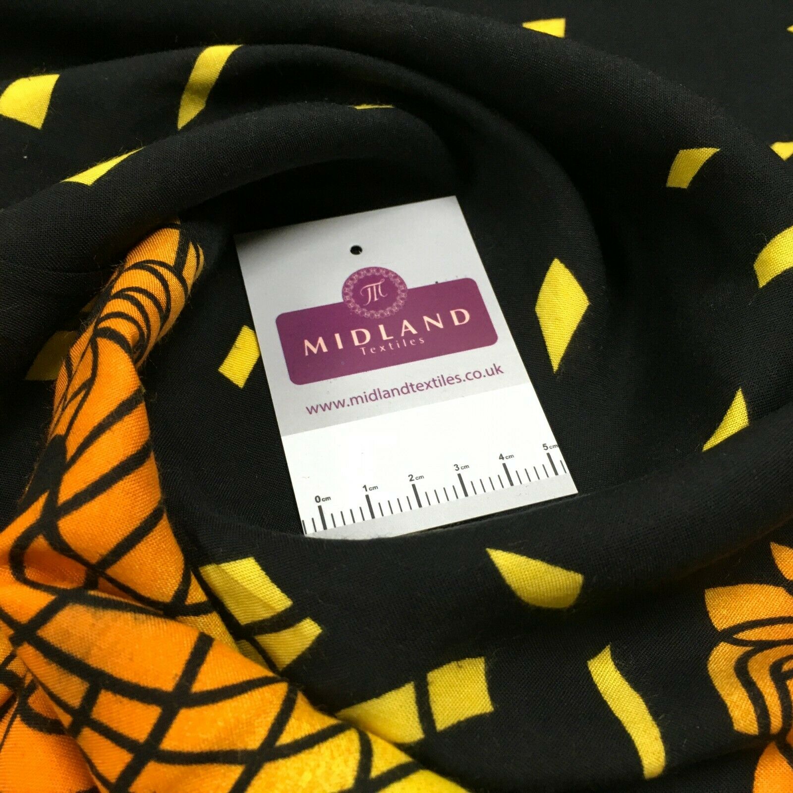 Black yellow viscose double border dress Fabric M1400-24 Mtex