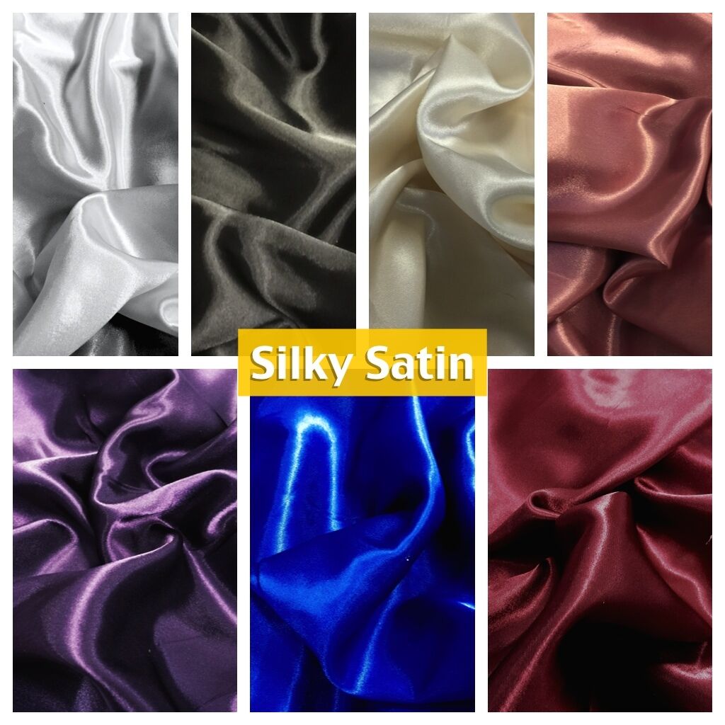 Silky Liquid Satin Fabric Plain Dress Fabric 150cm Wide 60