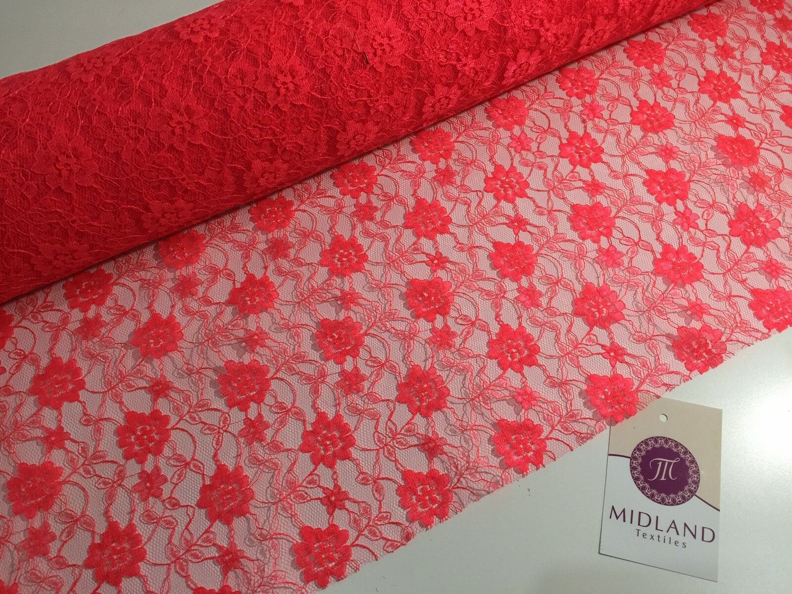Floral Lace Net Fabric (Per Metre) Midtex  45' Wide M184