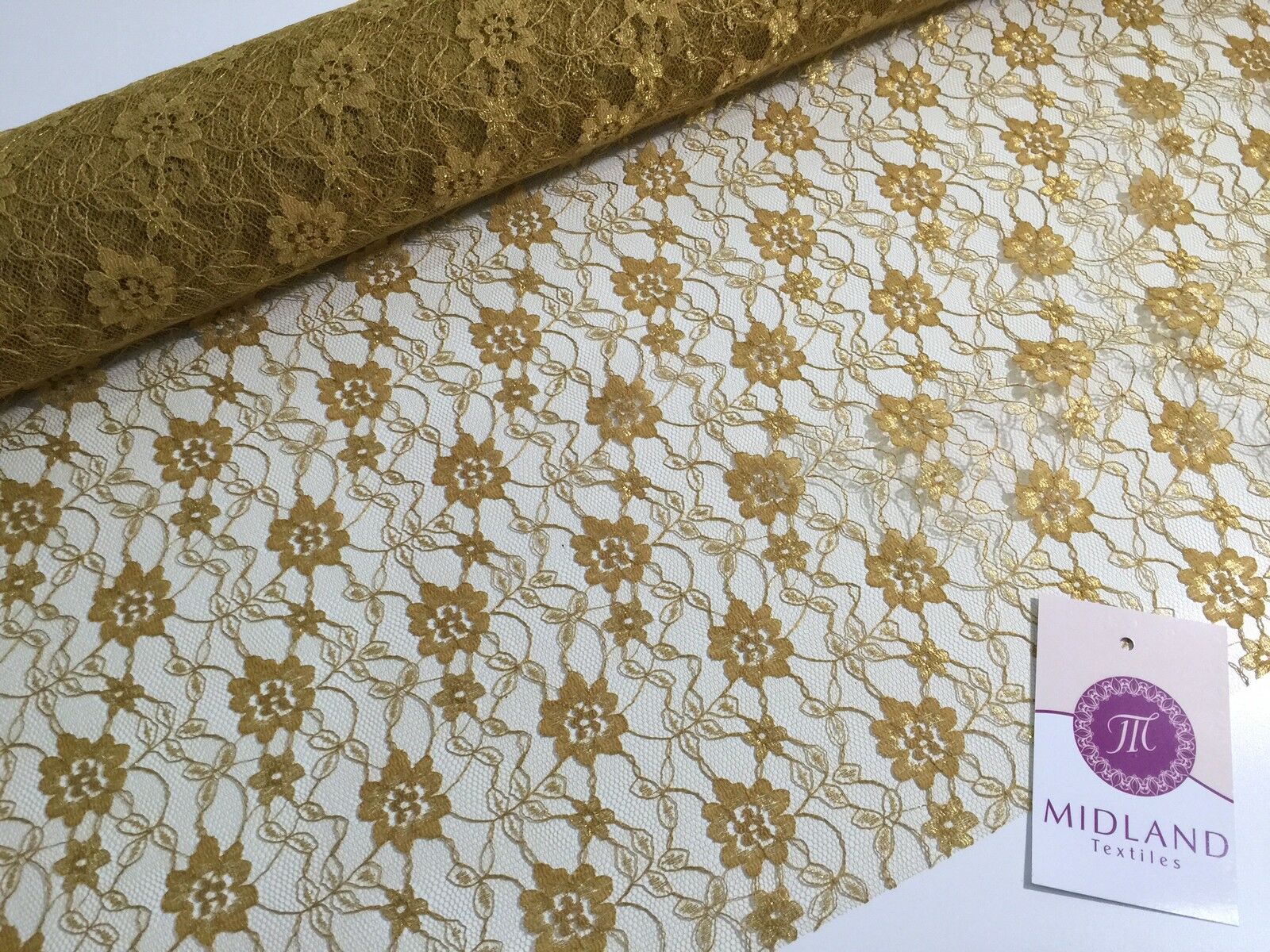 Floral Lace Net Fabric (Per Metre) Midtex  45' Wide M184