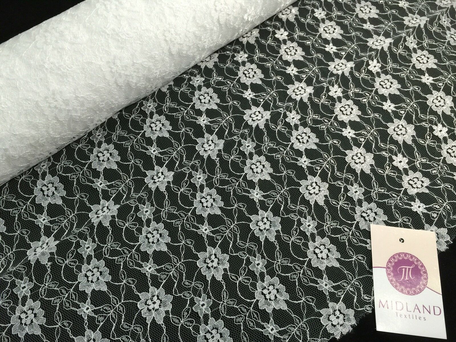 Floral Lace Net Fabric (Per Metre) Midtex  45' Wide M184